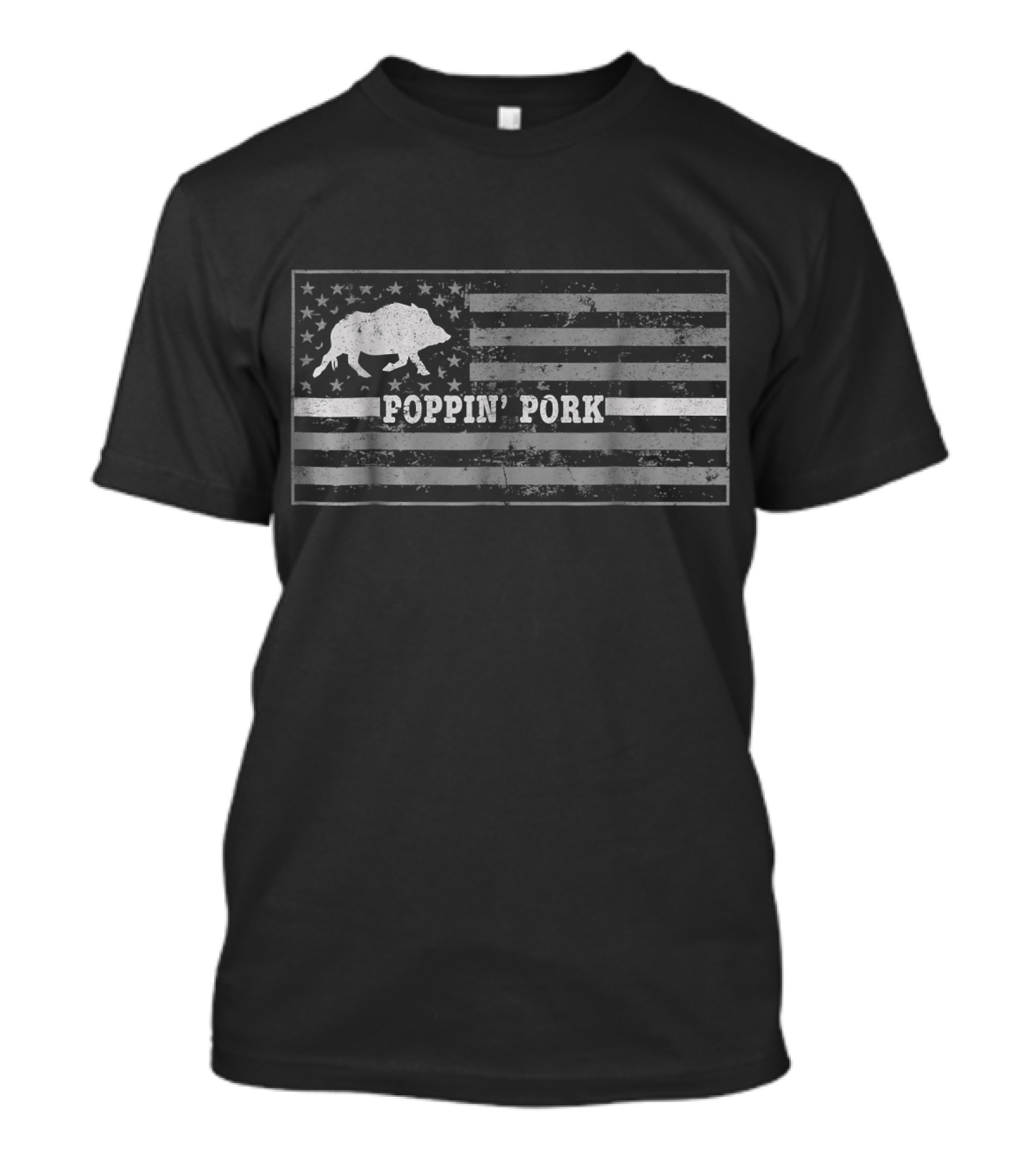Bow Hunting Hogs Poppin Pork Feral Hog Huntin American Flag T-Shirt