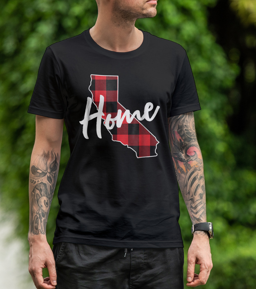 Home Buffalo Plaid California State T-Shirt