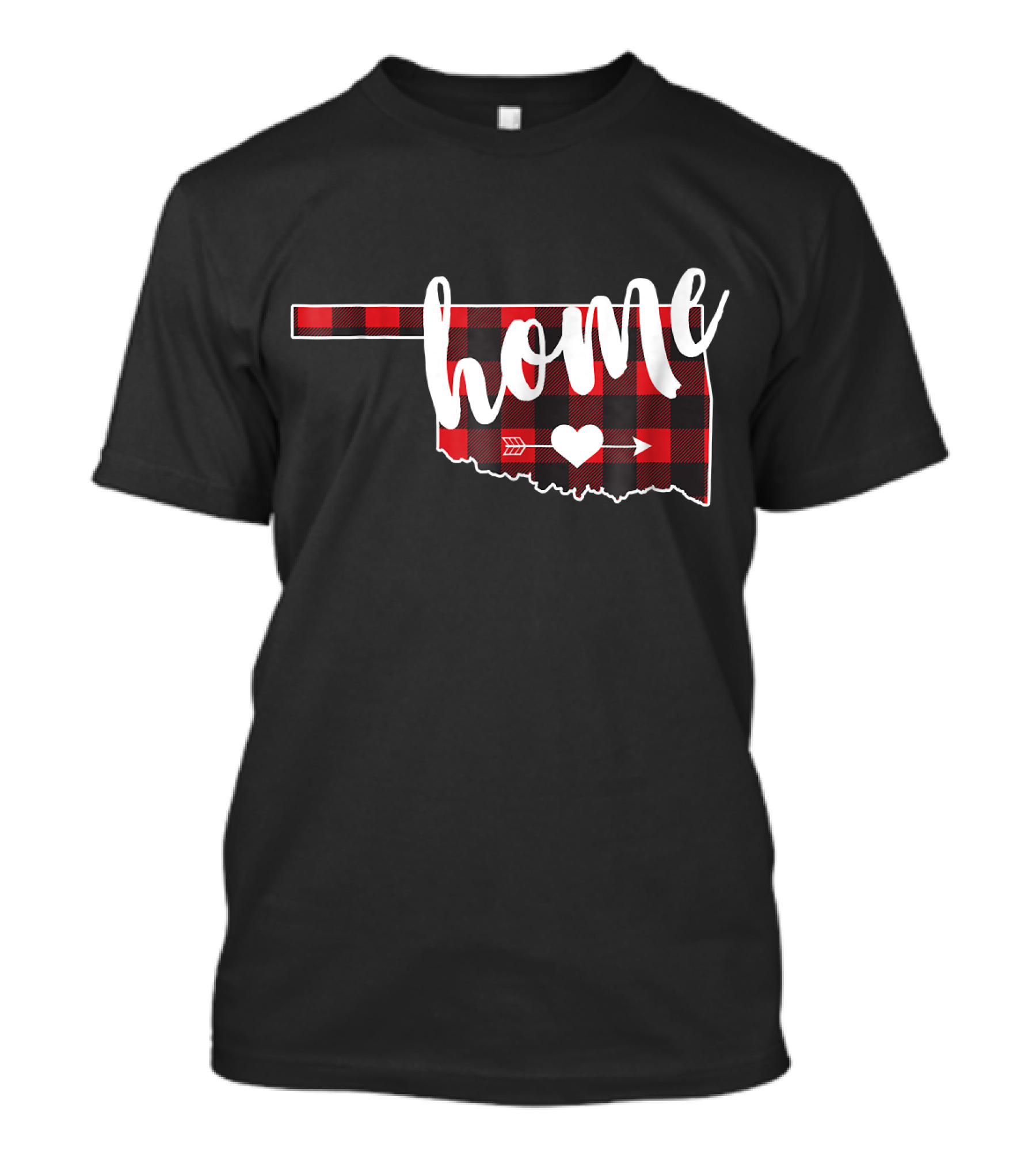 Buffalo Plaid Home Oklahoma State Heart Arrow T-Shirt