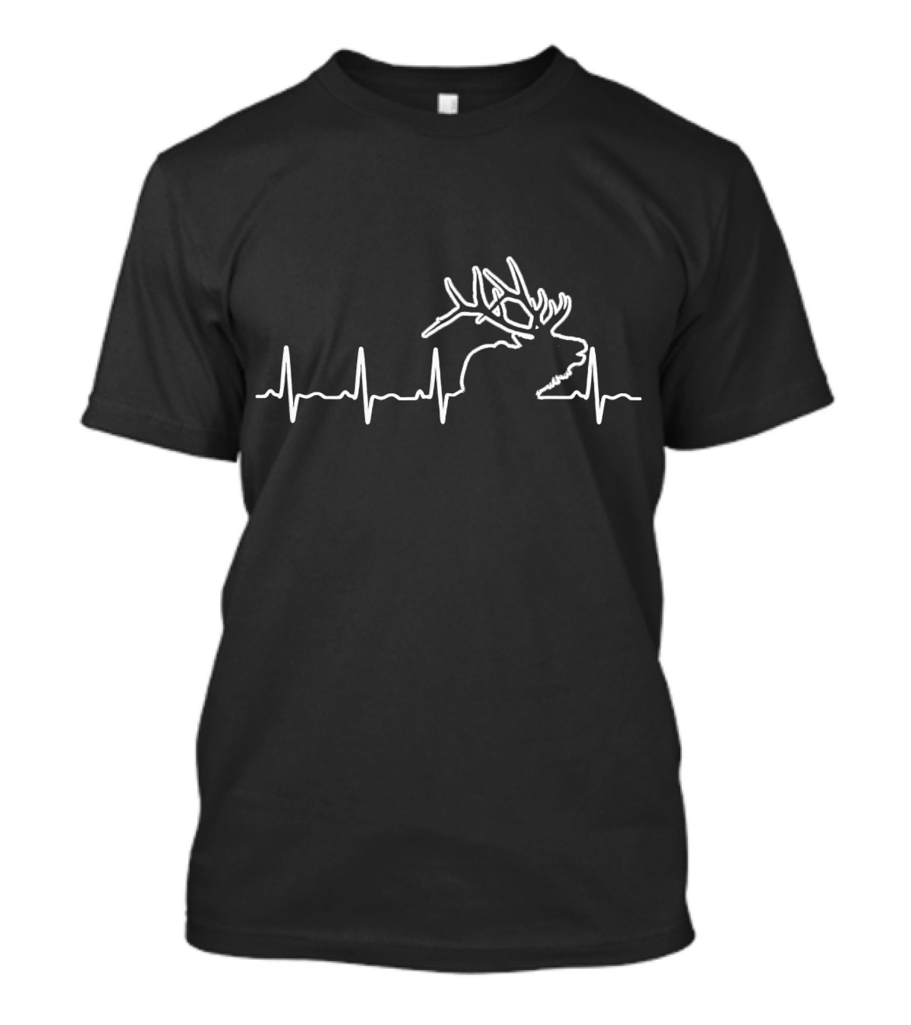 Bull Elk Antlers Heartbeat Line T-Shirt