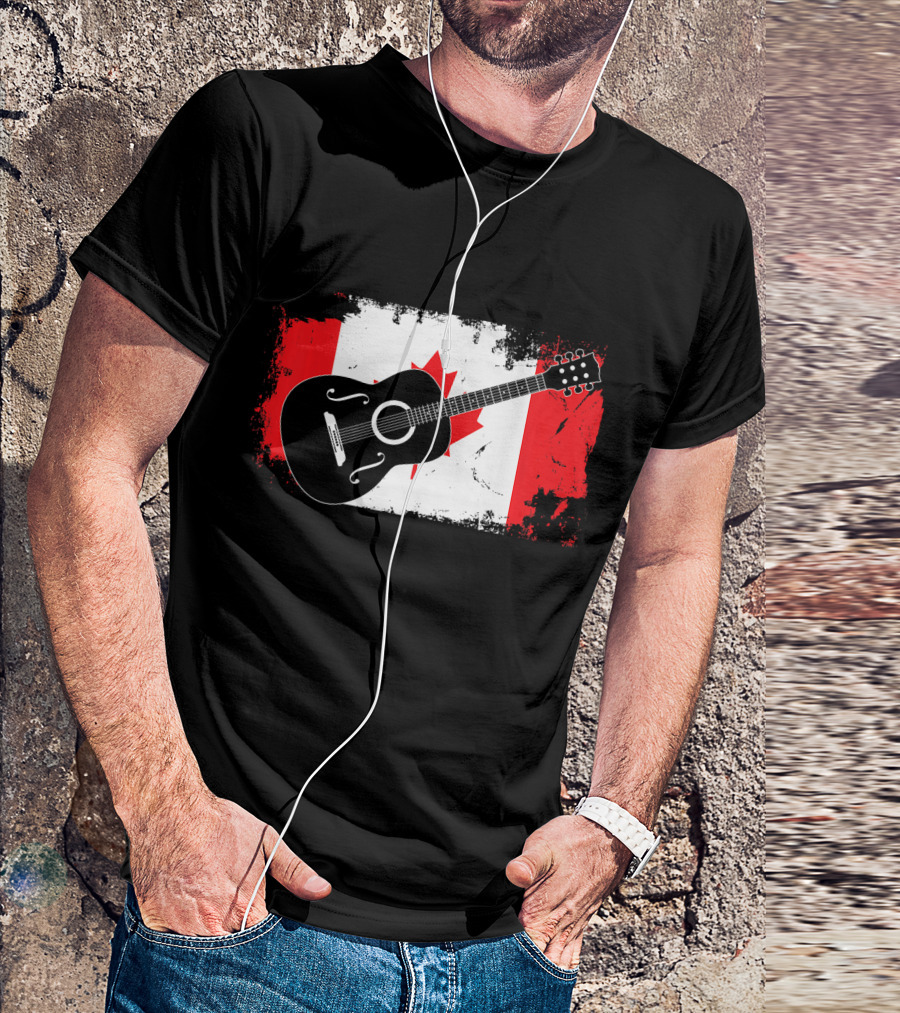 Canada Flag Guitarist Canadian Guitar Maple Leaf T-Shirt