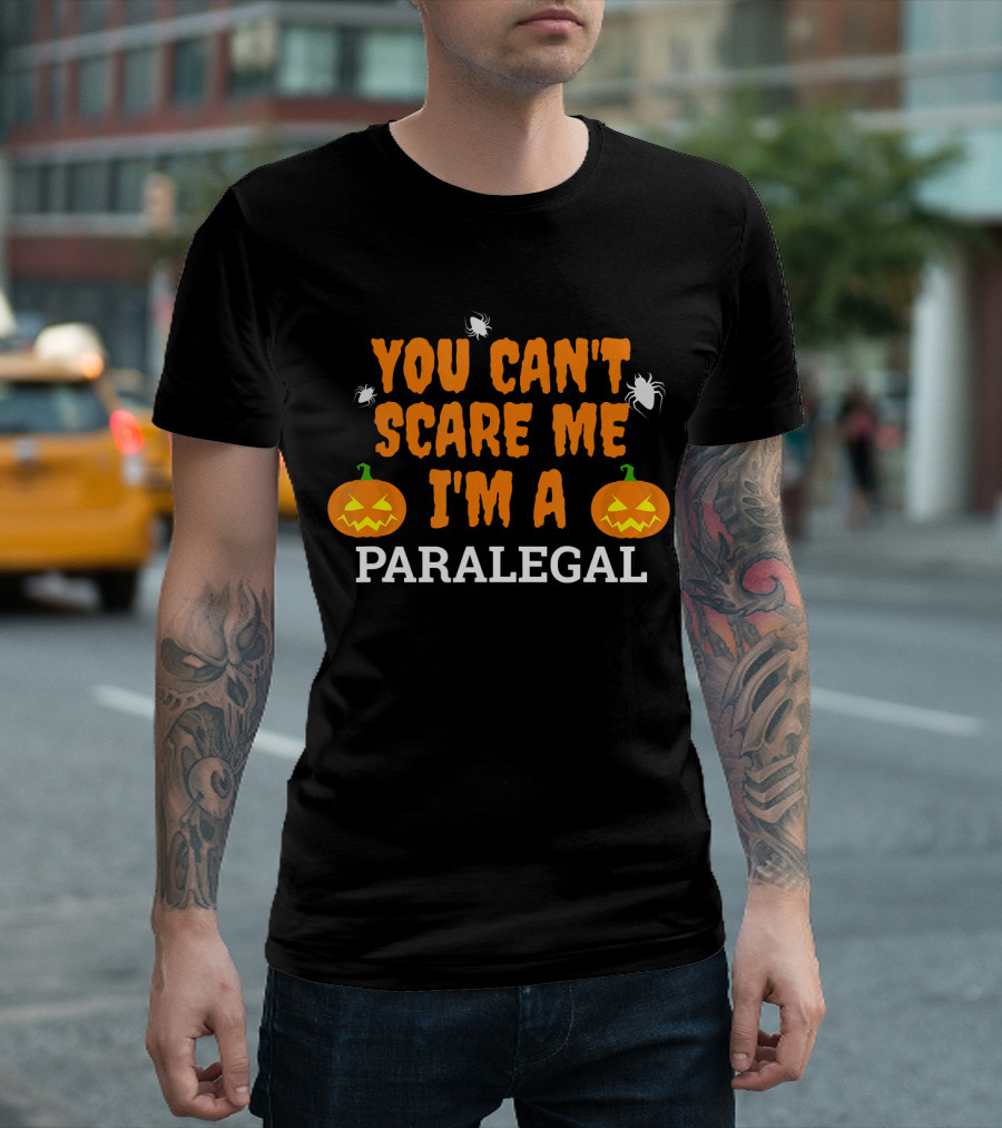 You Can't Scare Me I'm a Paralegal Halloween Pumpkins Spiders T-Shirt