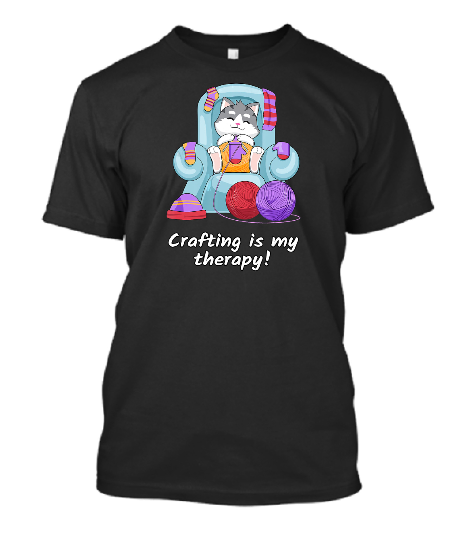 Cat Crafting Is My Therapy Yarn Hobby T-Shirt