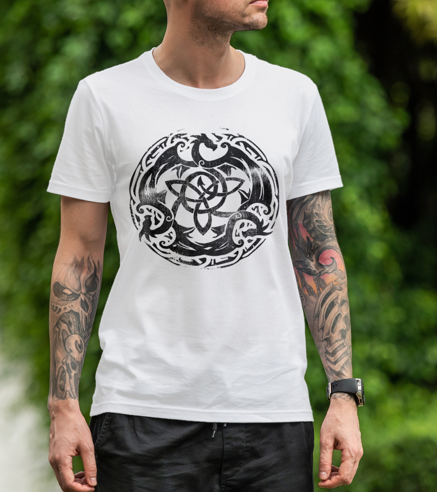 Celtic Irish Dragon Circle Knot Triquetra T-Shirt