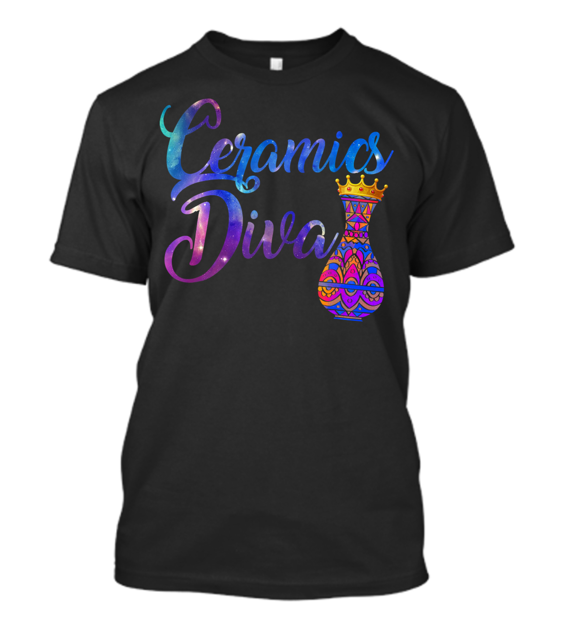 Ceramics Diva Colorful Crown Vase Artistry T-Shirt