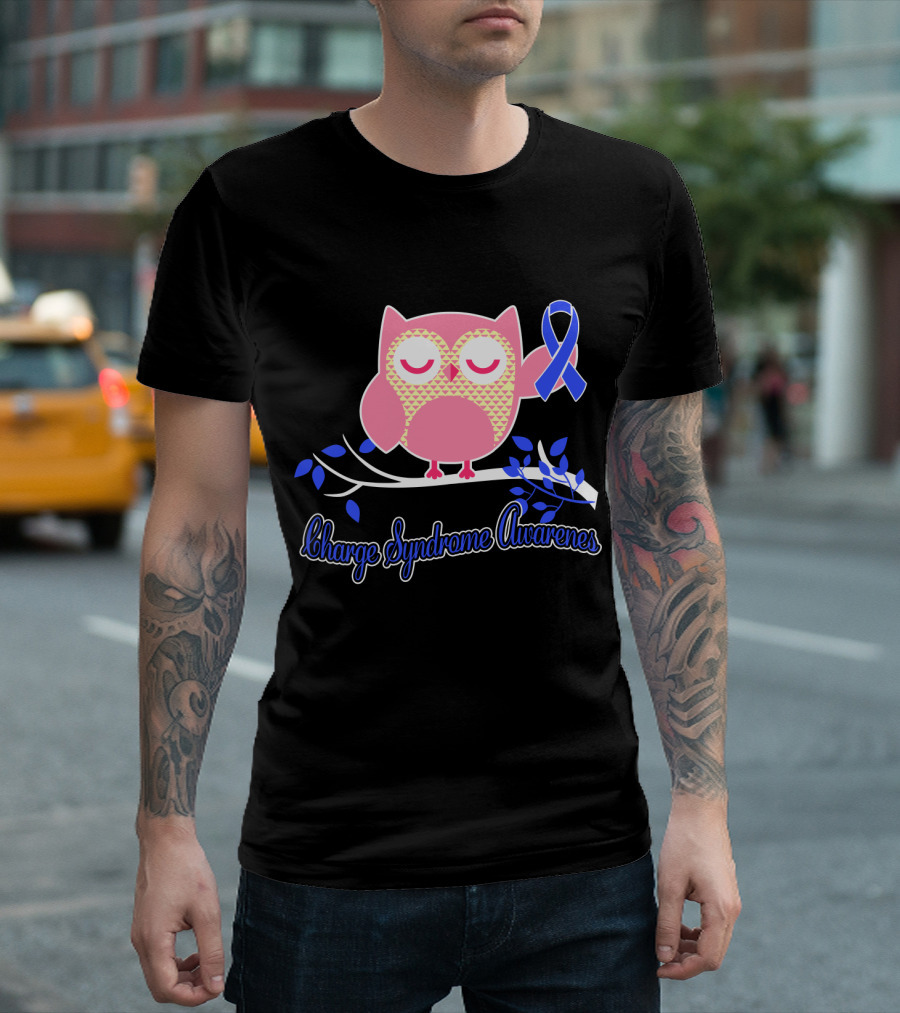 Charge Syndrome Awareness Owl With Blue T-Shirt