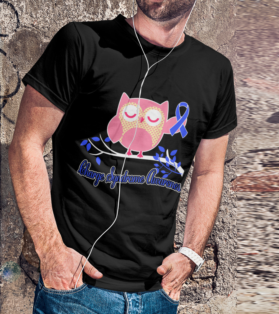 Charge Syndrome Awareness Owl With Blue T-Shirt