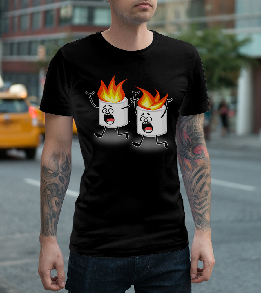 Marshmallow Fire Panic Camping T-Shirt