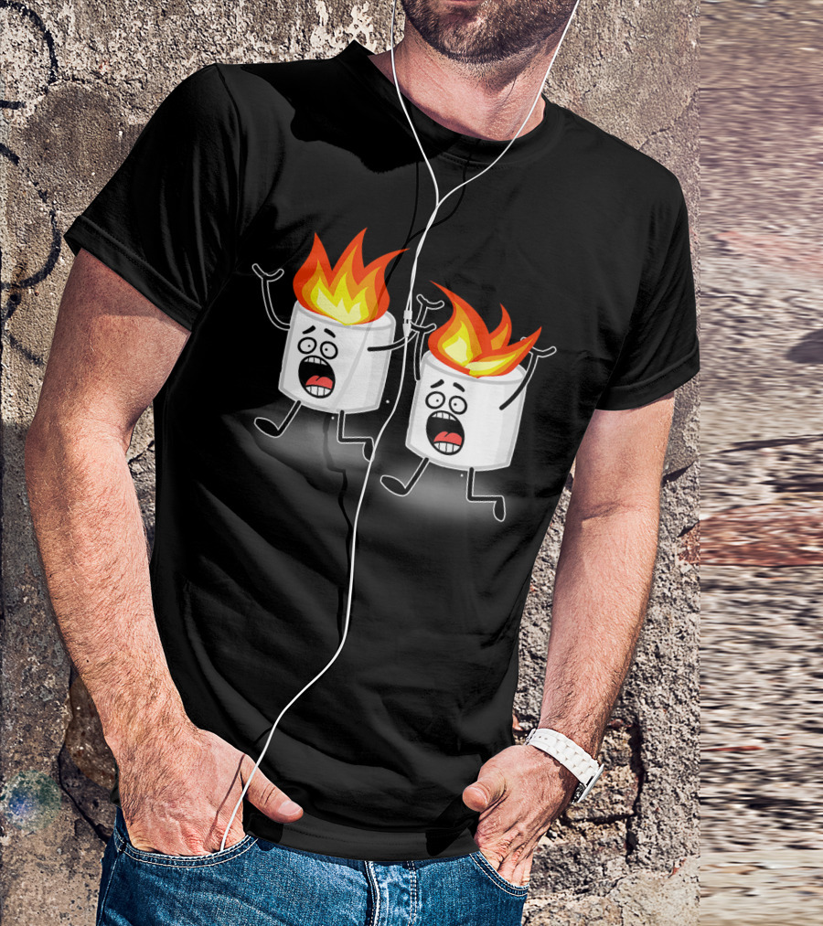 Marshmallow Fire Panic Camping T-Shirt