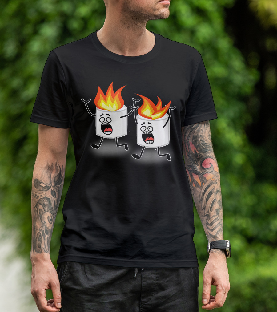 Marshmallow Fire Panic Camping T-Shirt