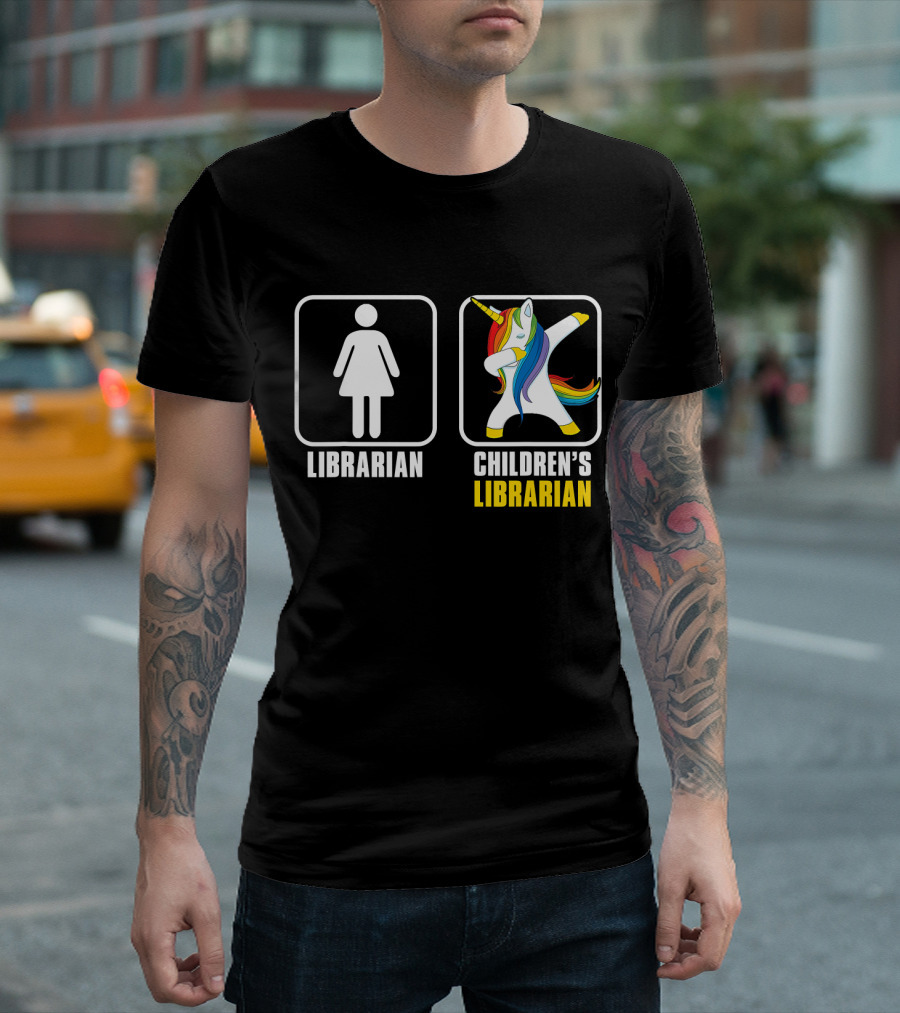 Children's Librarian Dabbing Unicorn Librarian T-Shirt