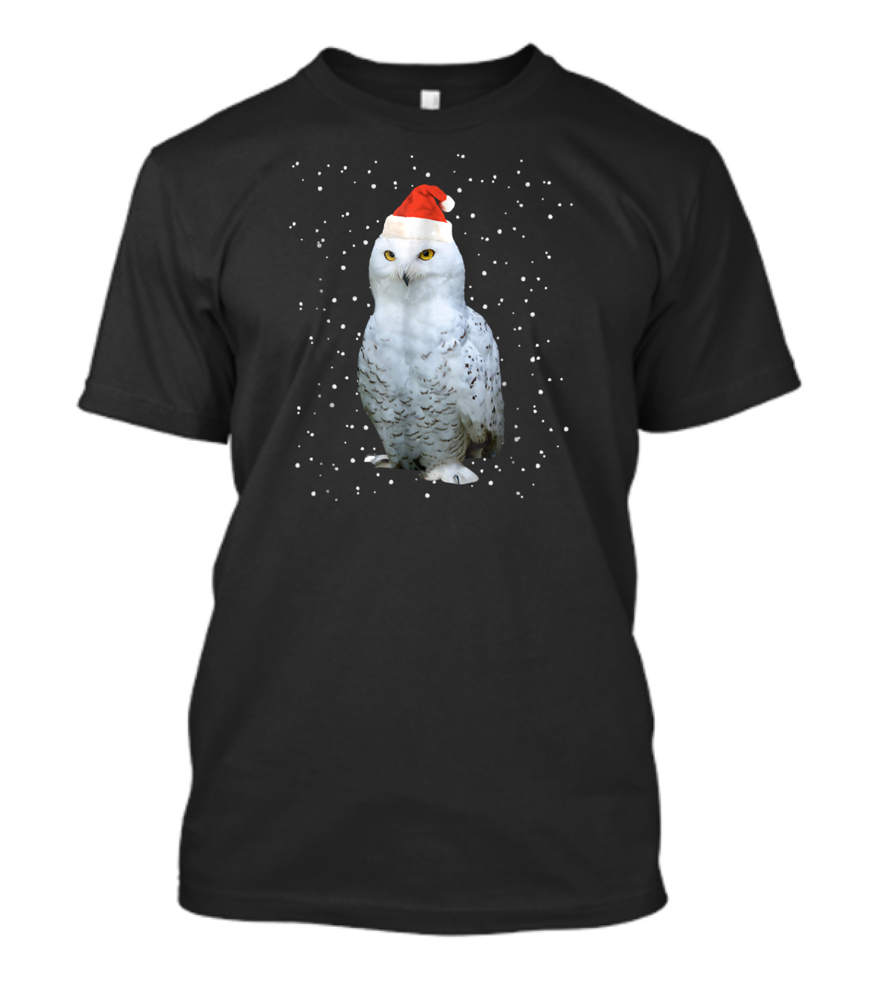 Christmas Snow Owl In Santa Hat With Snowflakes T-Shirt