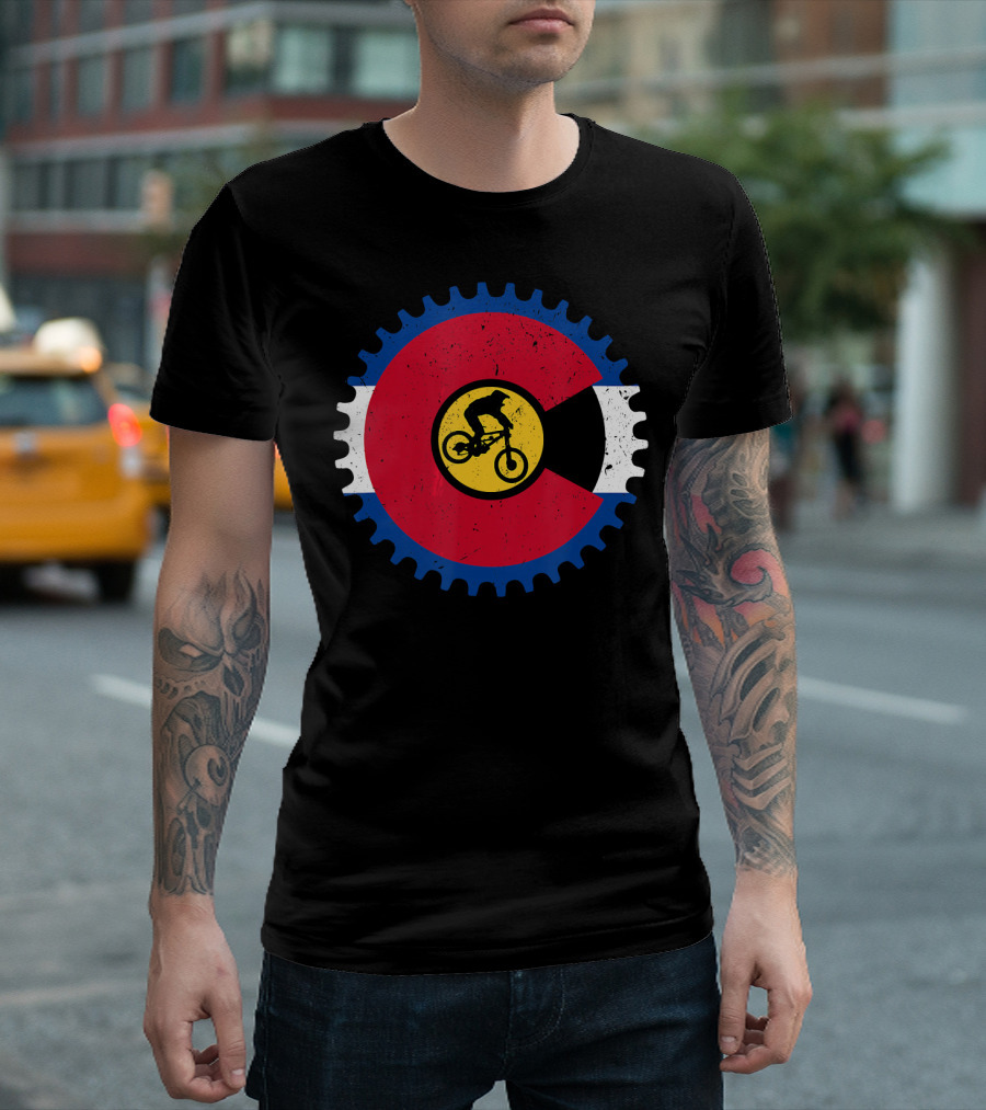 Colorado Flag Gear Mountain Bike Biking T-Shirt