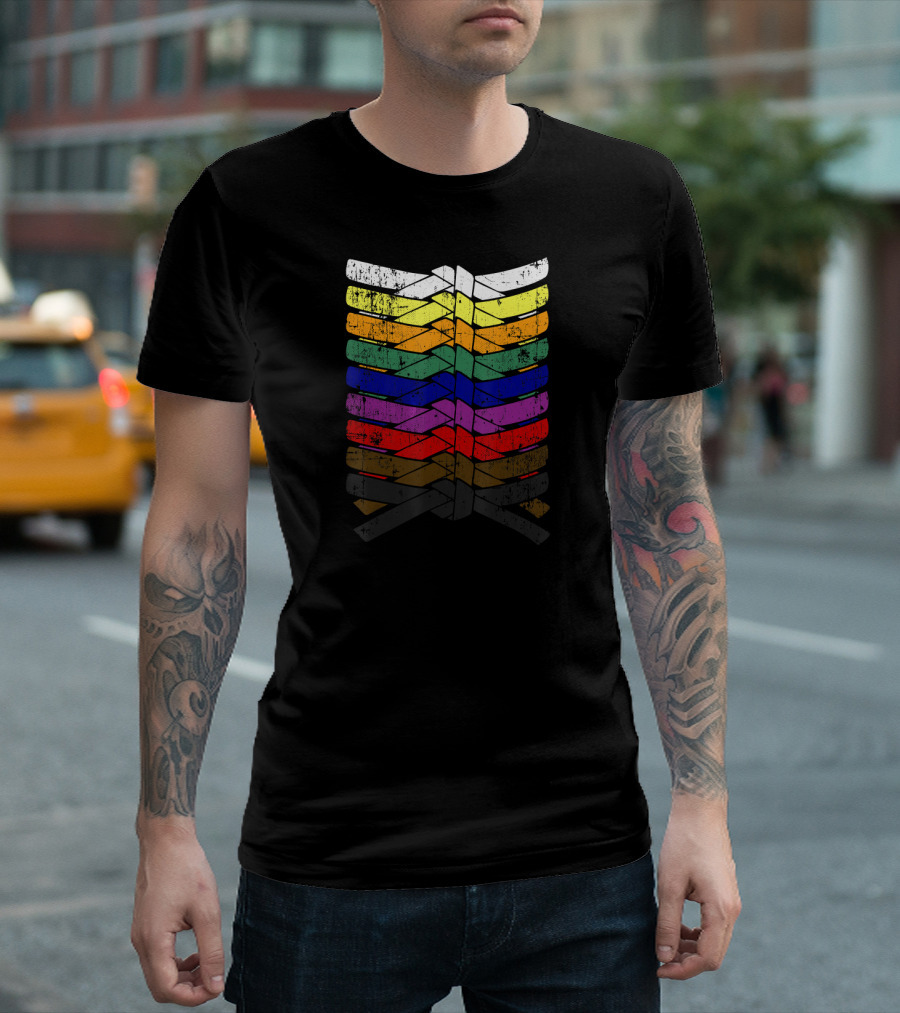 Cool Illustrated Karate Belt Colors Progression T-Shirt