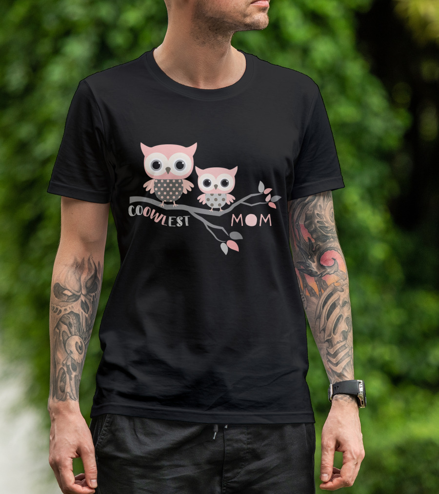 Coowlest Mom Cute Owl Family On Branch T-Shirt