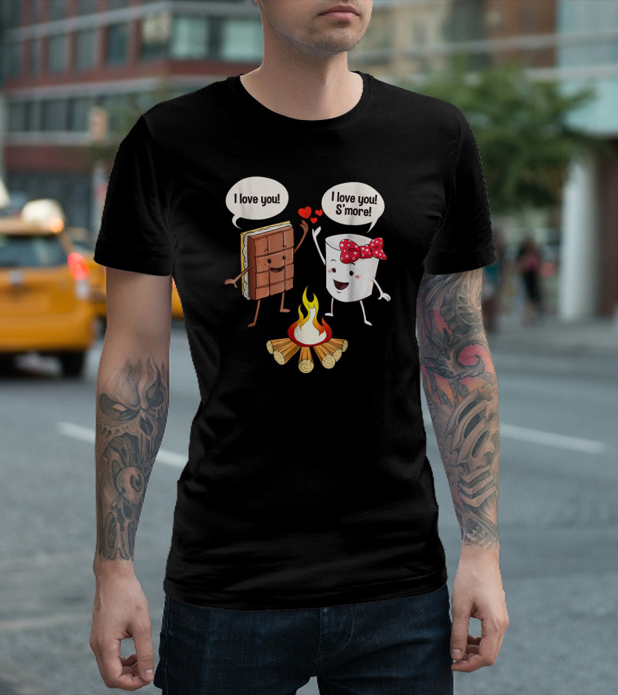 Cute Kids Camping I Love You S'more Chocolate and Marshmallow Campfire T-Shirt