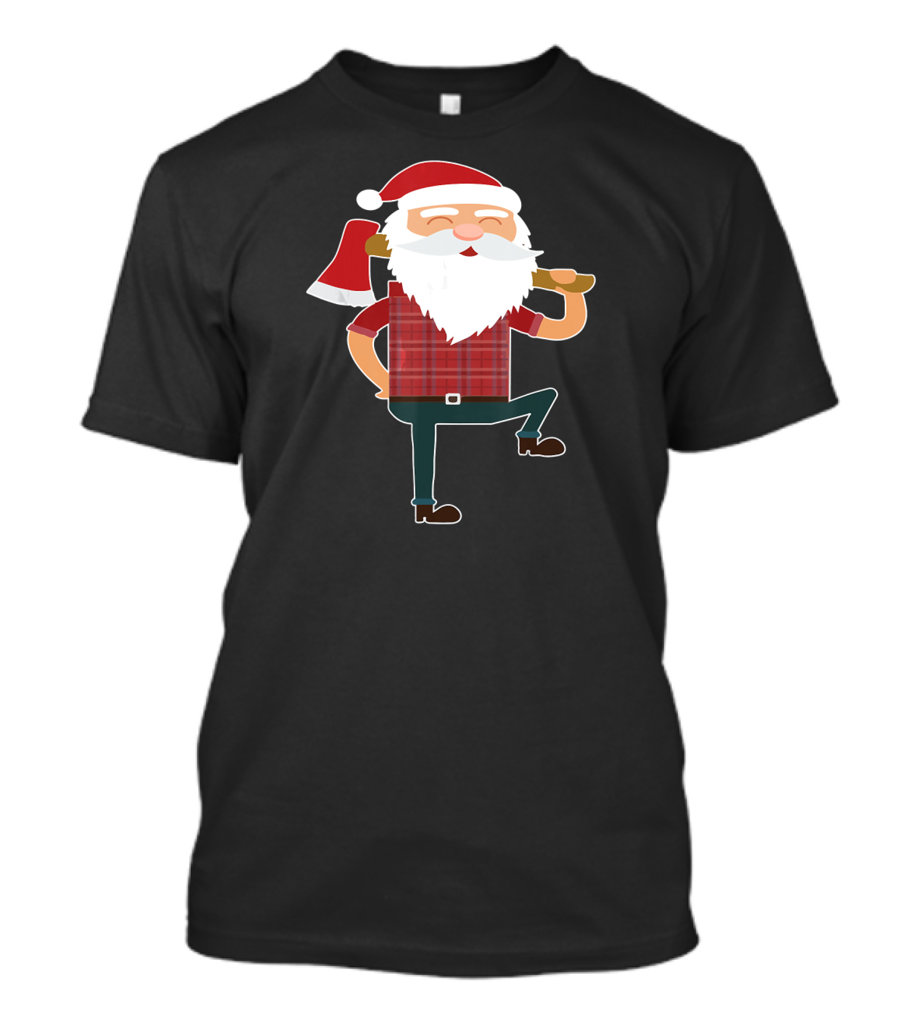 CUTE LUMBERJACK SANTA Funny Ugly Christmas Axe Plaid T-Shirt