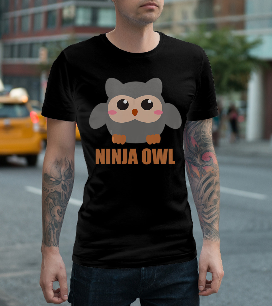 Ninja Owl Cute Angry Forrest Bird T-Shirt