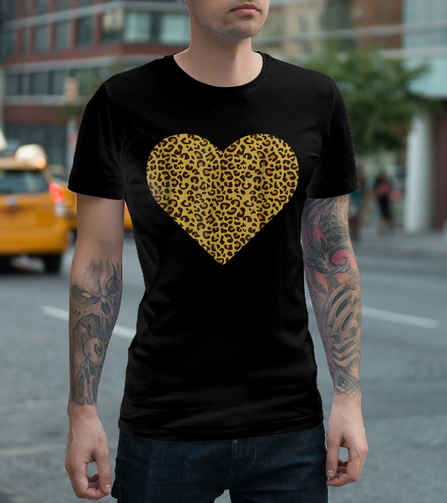 Cute Tees Leopard Print Heart for Cat Lovers T-Shirt