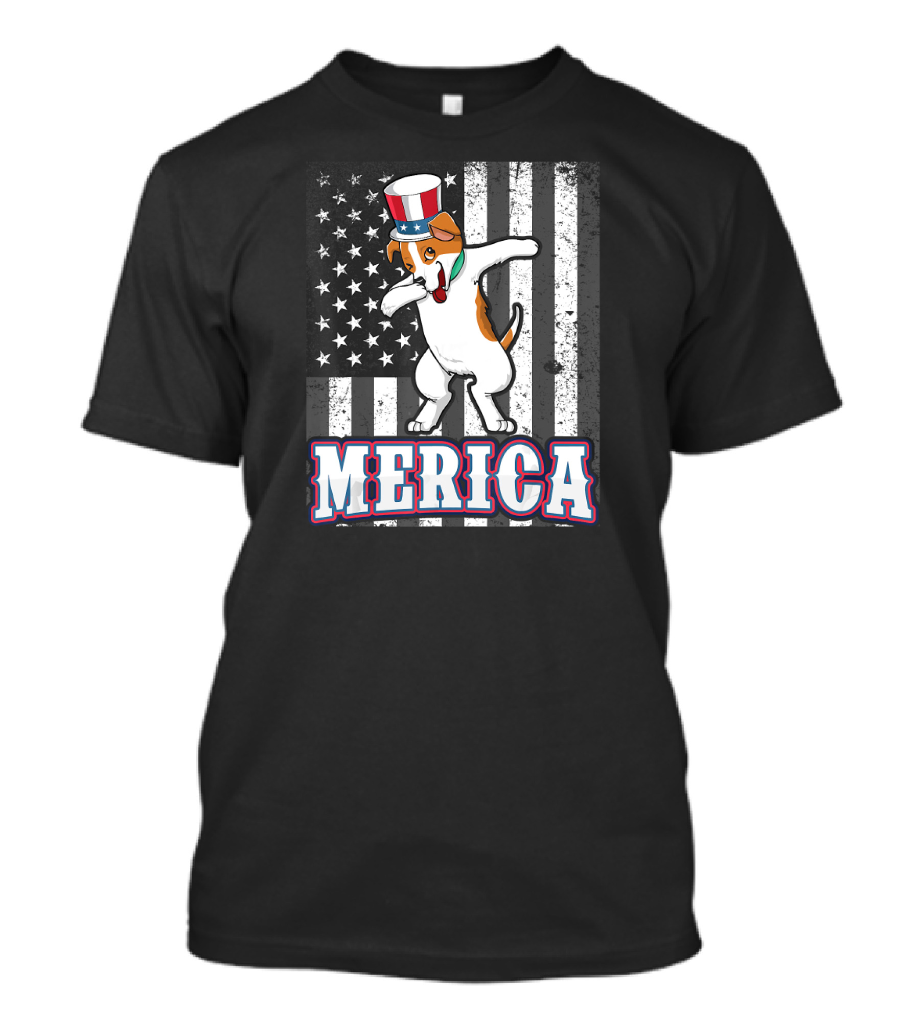 Merica Dabbing Jack Russell Terrier With Patriotic Hat And American Flag T-Shirt