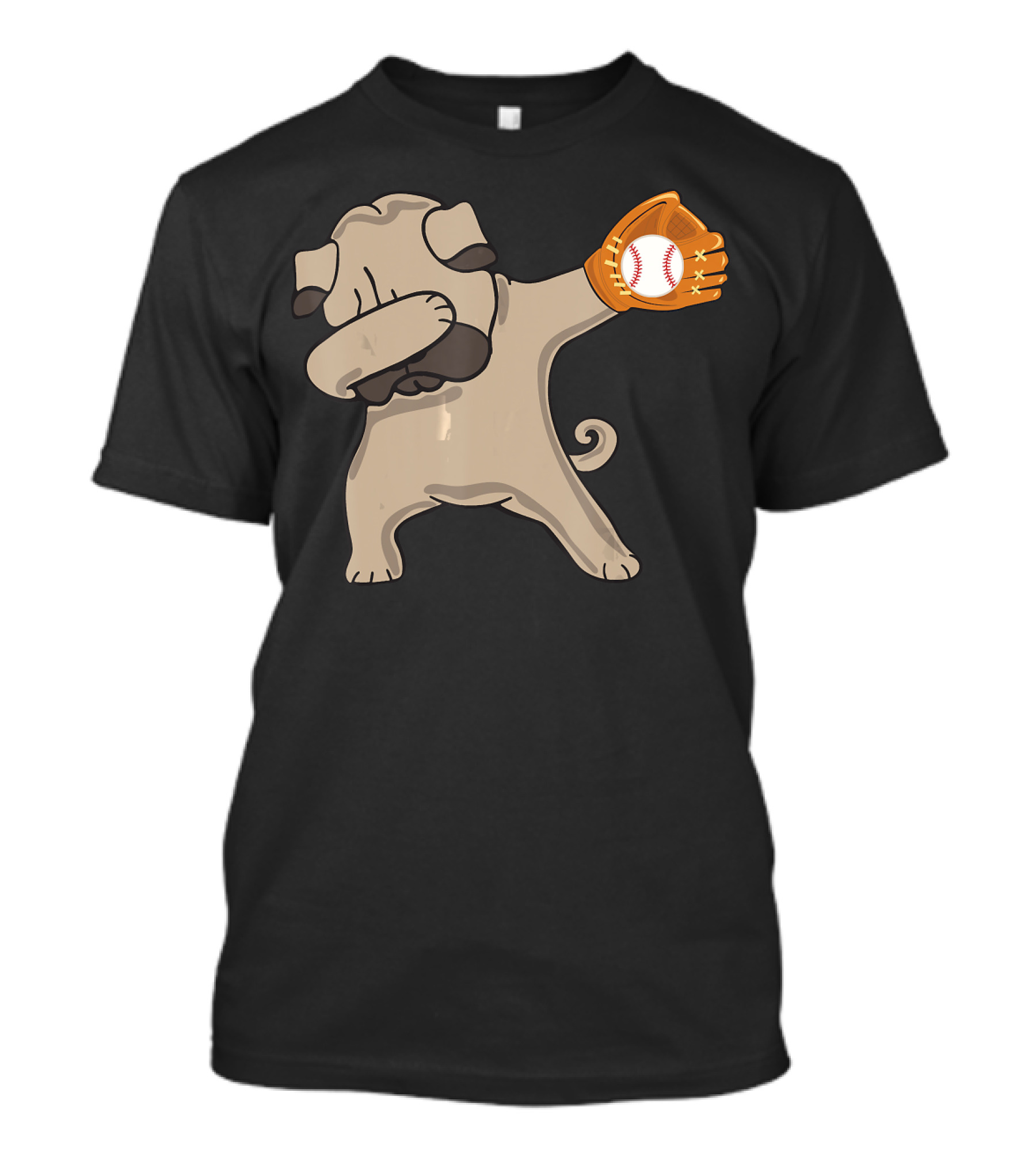 Dabbing Pug Dog With Baseball Glove Playful Catch T-Shirt