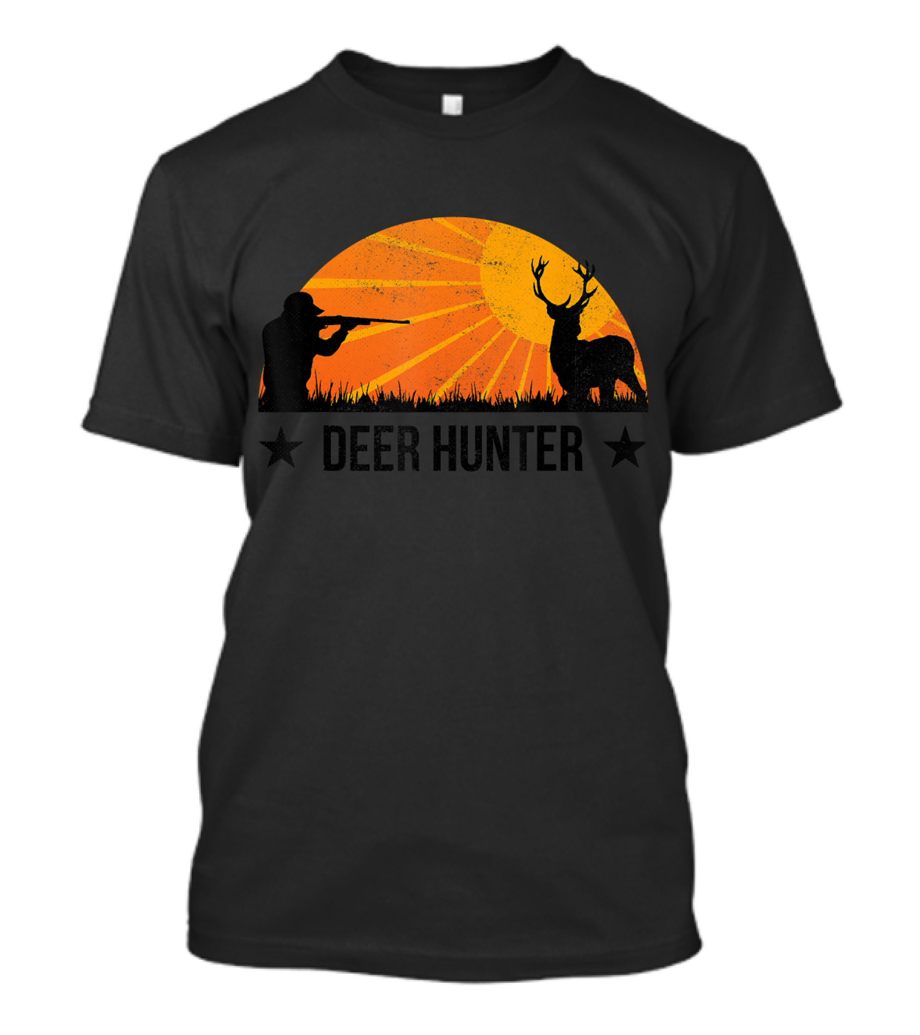 Deer Hunter Sunset Silhouette Hunting Scene T-Shirt