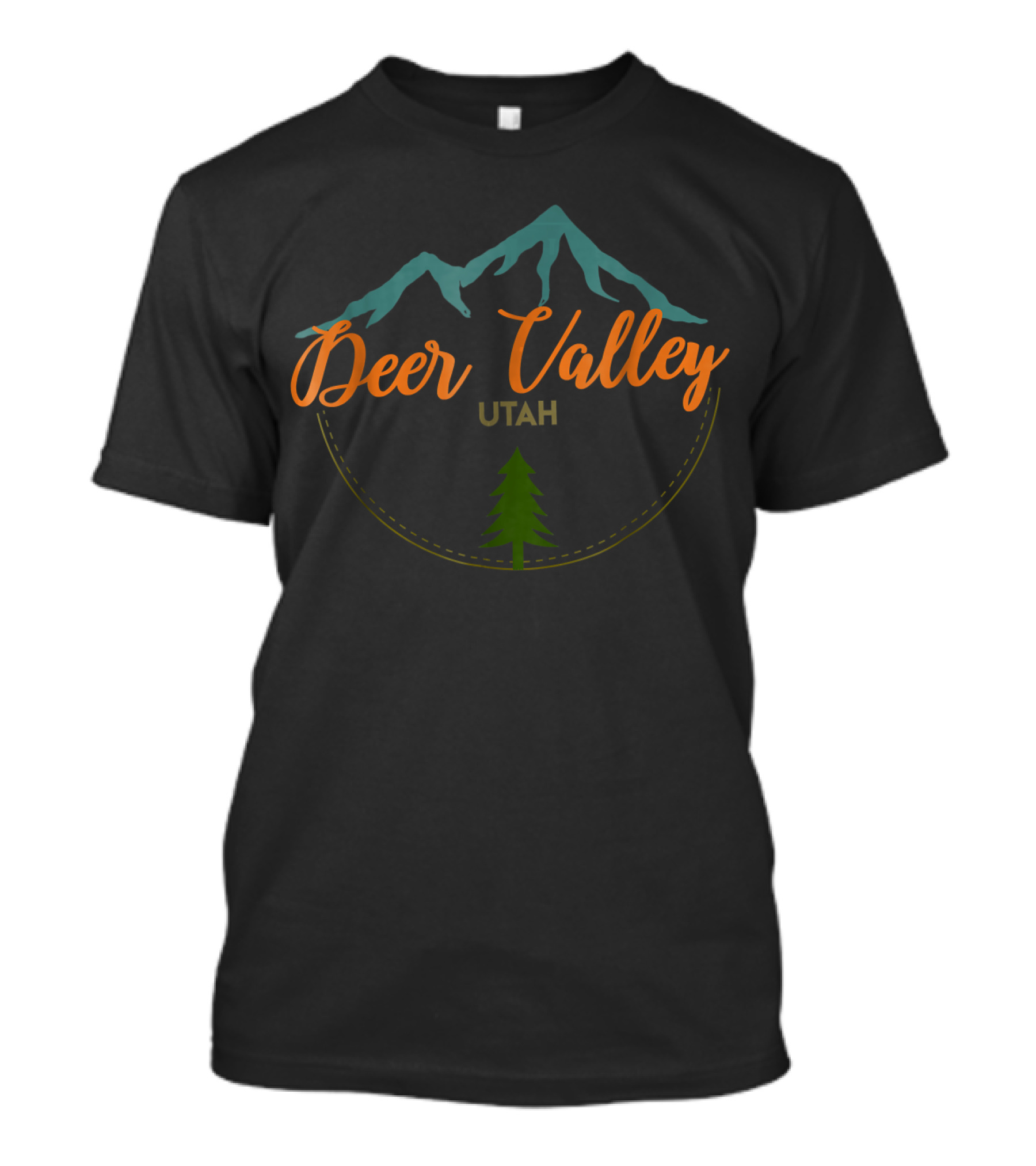 Deer Valley Utah Retro Adventure Skiing Snowb Mountain Tree T-Shirt