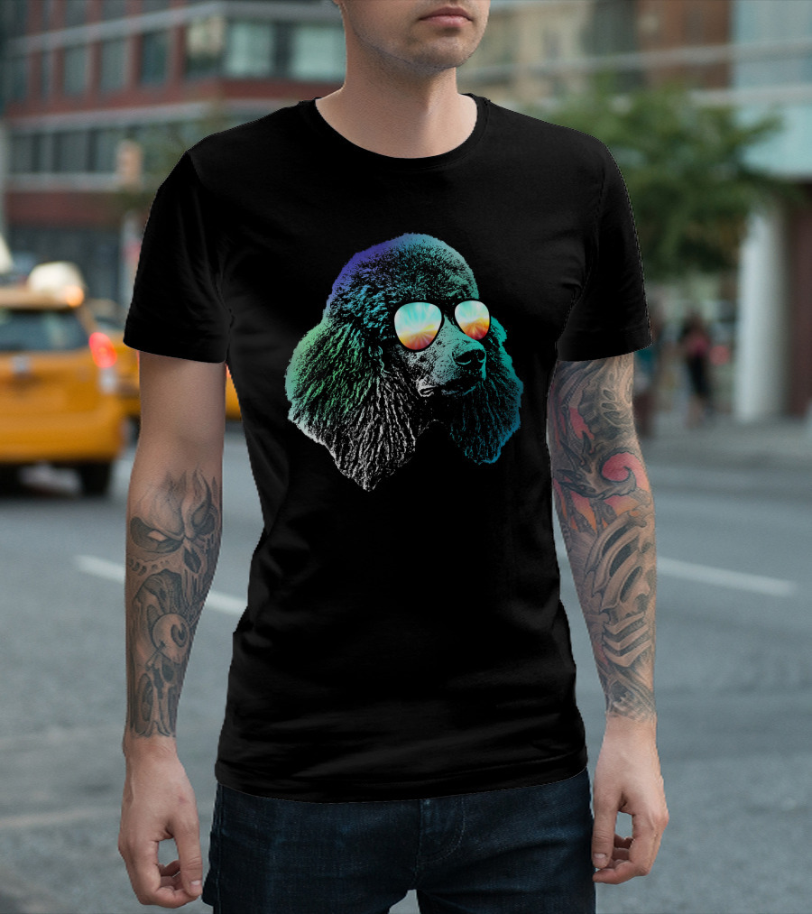 Groovy Poodle With Psychedelic Sunglasses Disco T-Shirt
