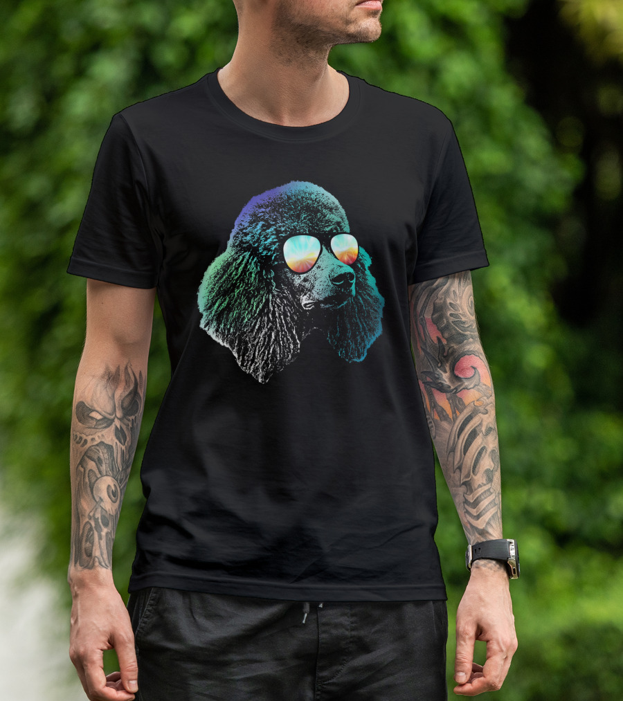 Groovy Poodle With Psychedelic Sunglasses Disco T-Shirt