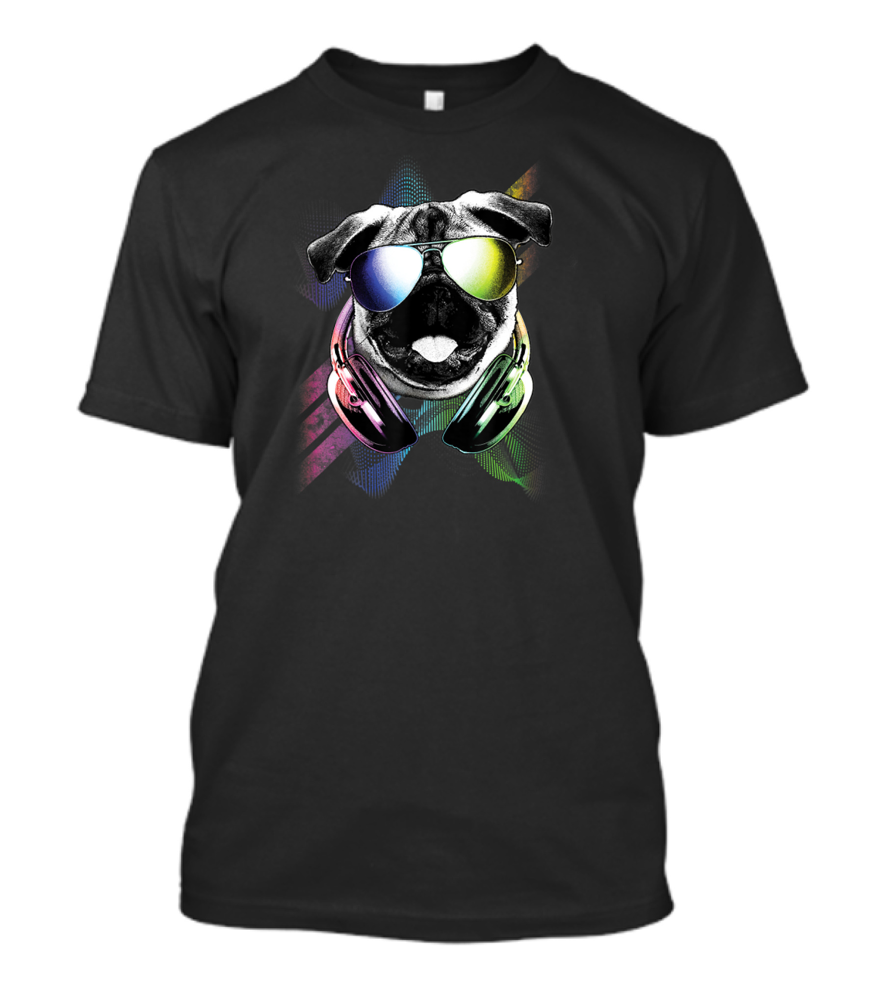 DJ Music Rave Pug Dog With Headphones And Sunglasses T-Shirt