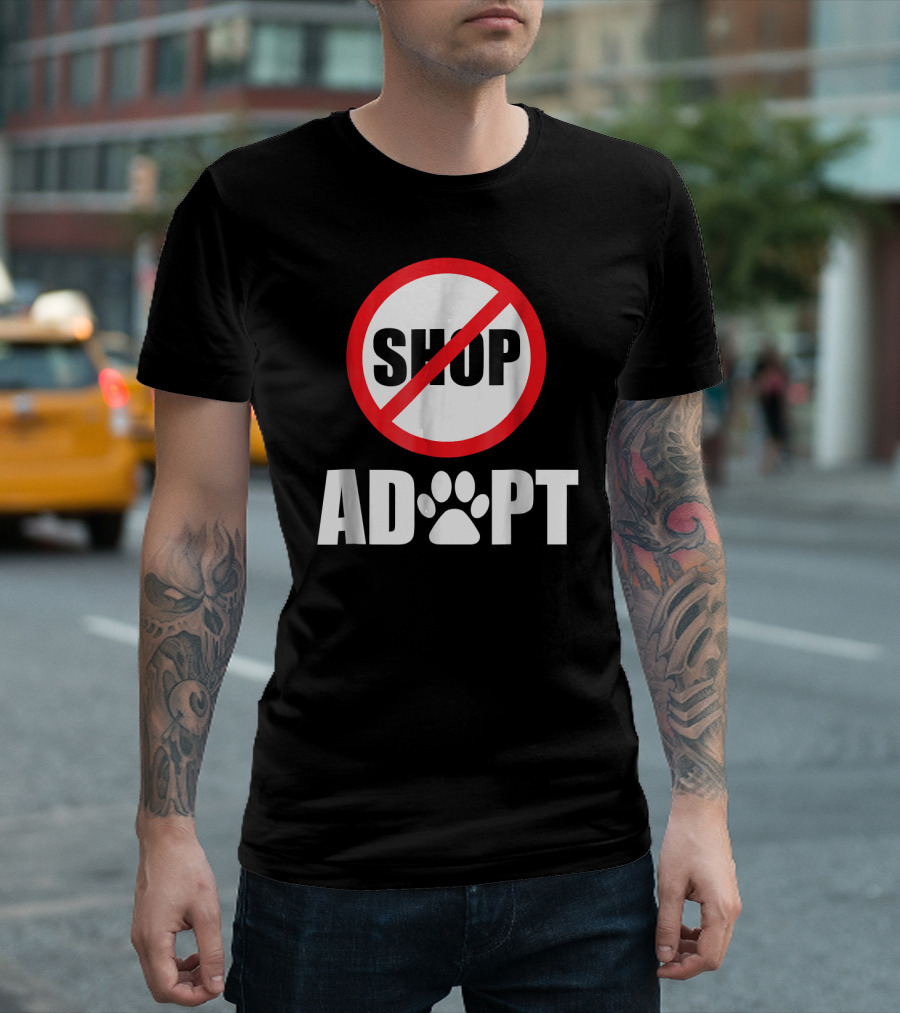 Don't Shop Adopt Animal Rescue Adoption Paw Prints T-Shirt