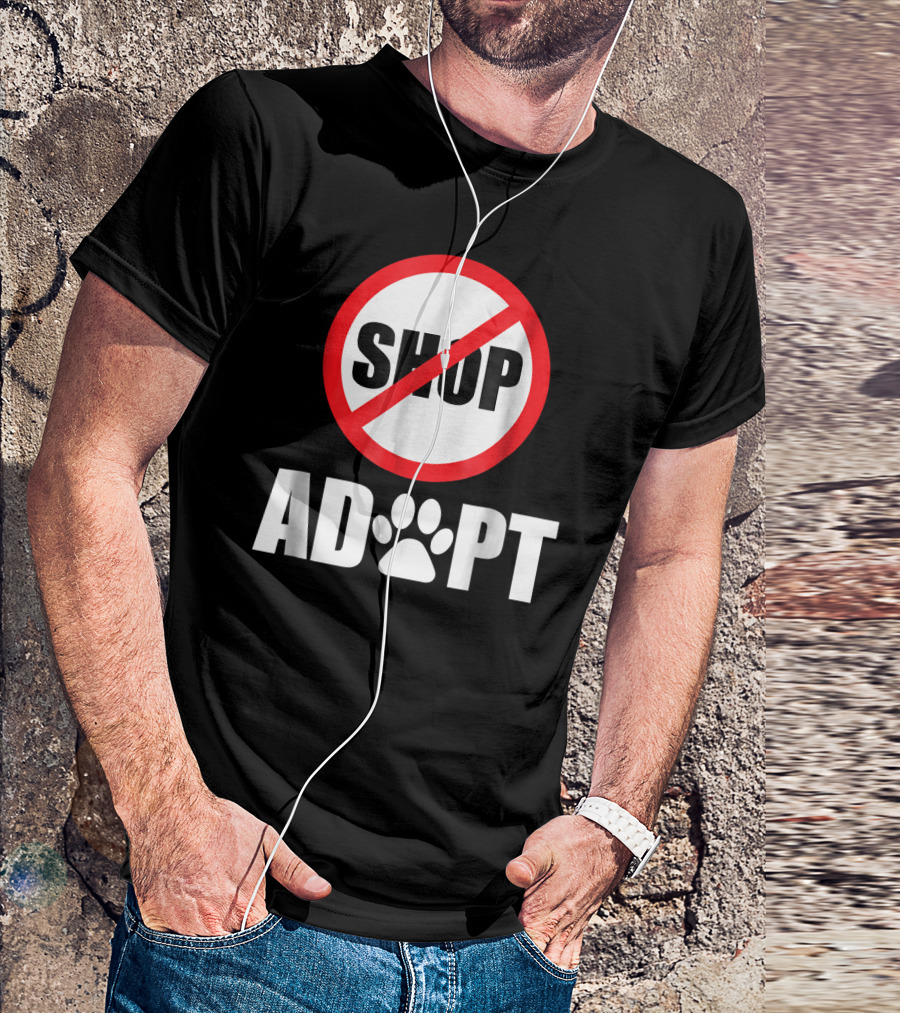Don't Shop Adopt Animal Rescue Adoption Paw Prints T-Shirt