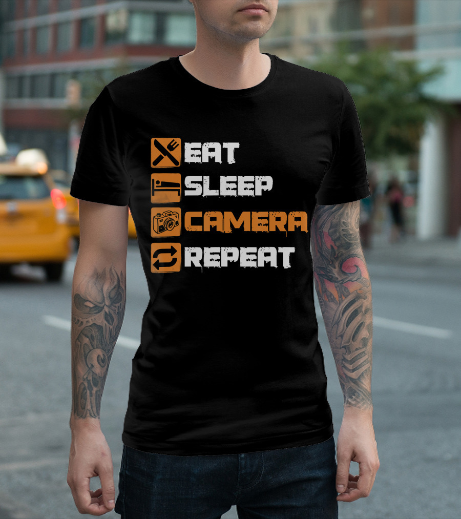 Eat Sleep Camera Repeat Photography Photog Cycle Icons T-Shirt
