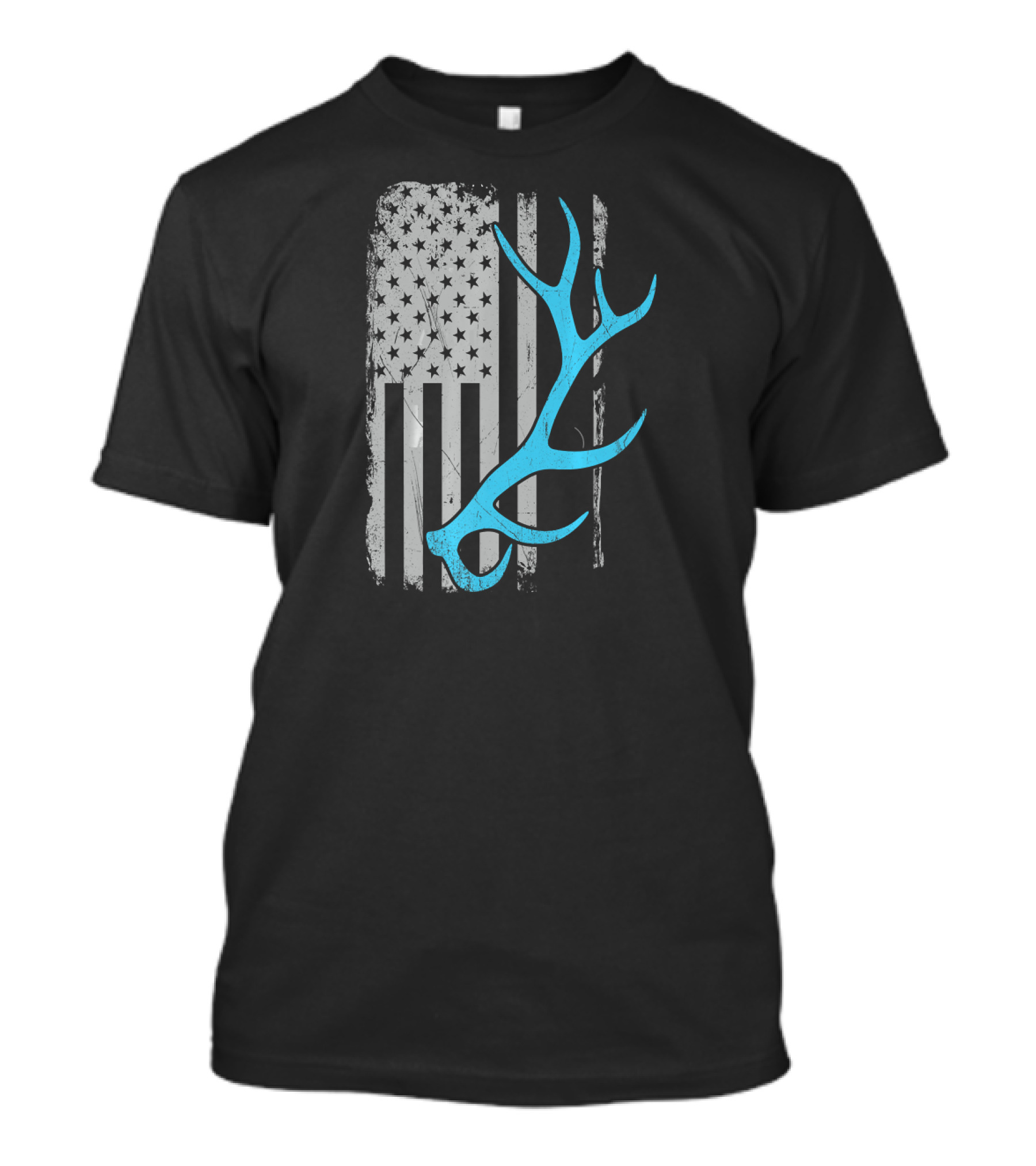 Elk Hunter Vintage American Flag Rustic Antler T-Shirt