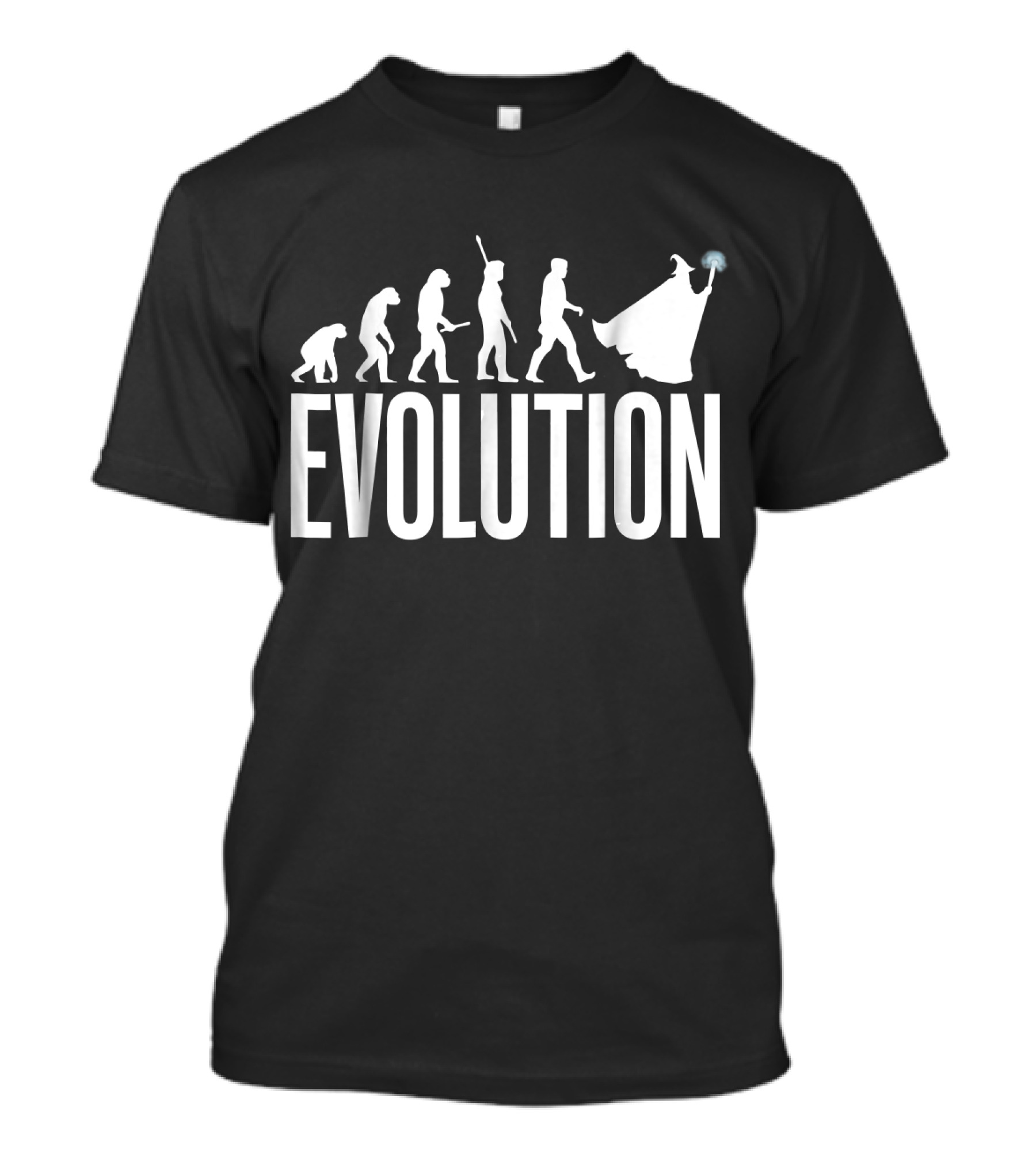 Evolution Of A LARP Wizard With Magic Staff And Cloak T-Shirt