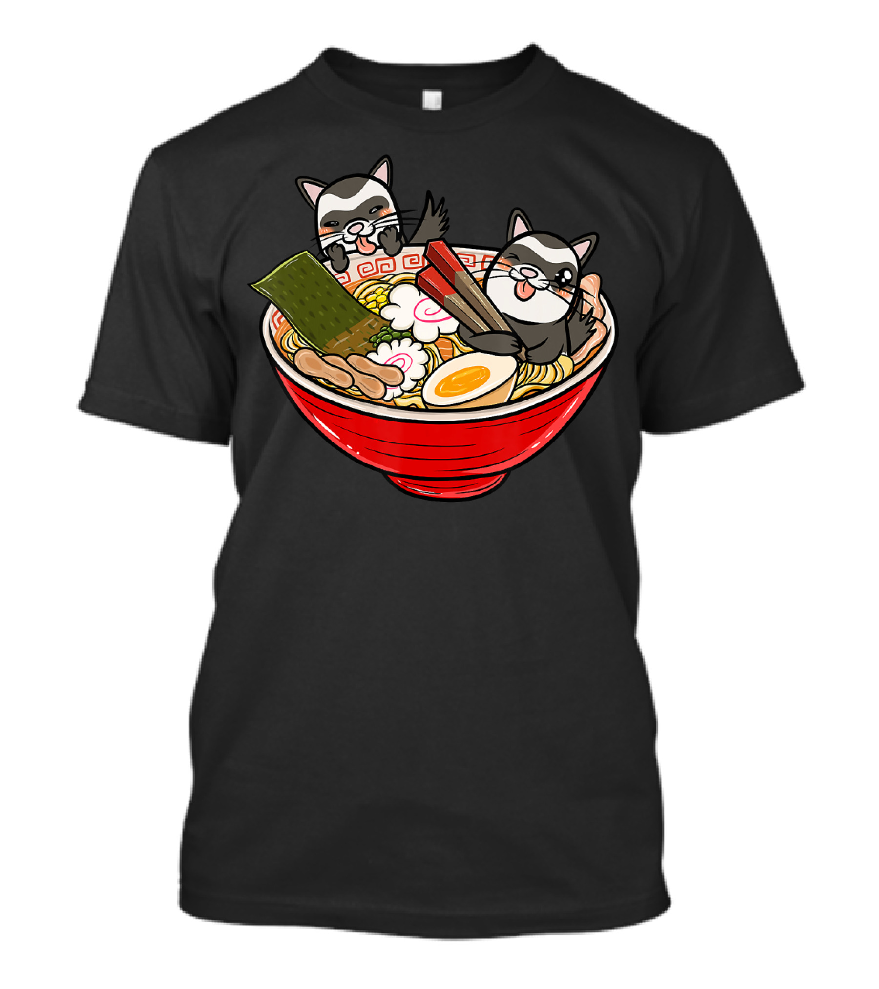 Ferret Japanese Ramen Kawaii Funny Pets In Bowl With Chopsticks T-Shirt