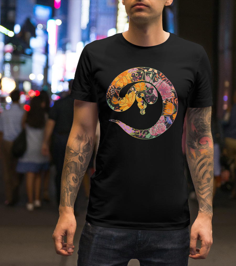Floral Flower Vintage Retro BAL Floral Snake T-Shirt