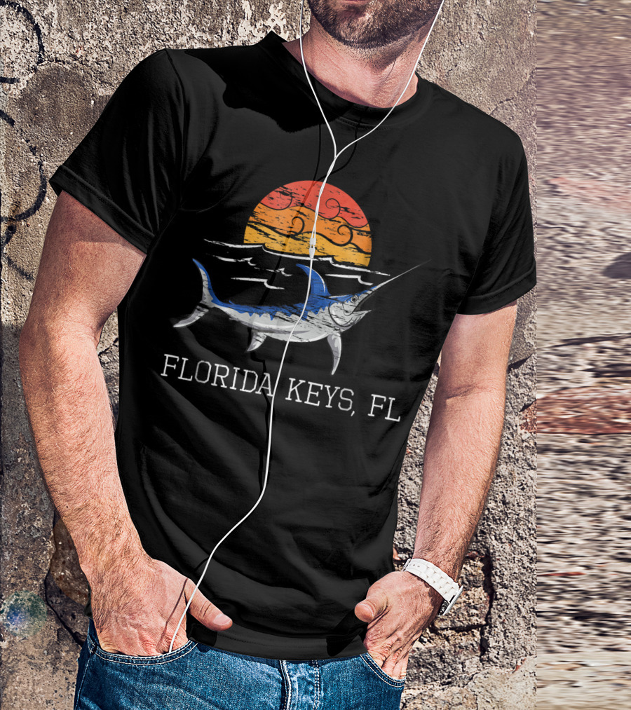 Florida Keys FL Marlin Sunset Fishing T-Shirt