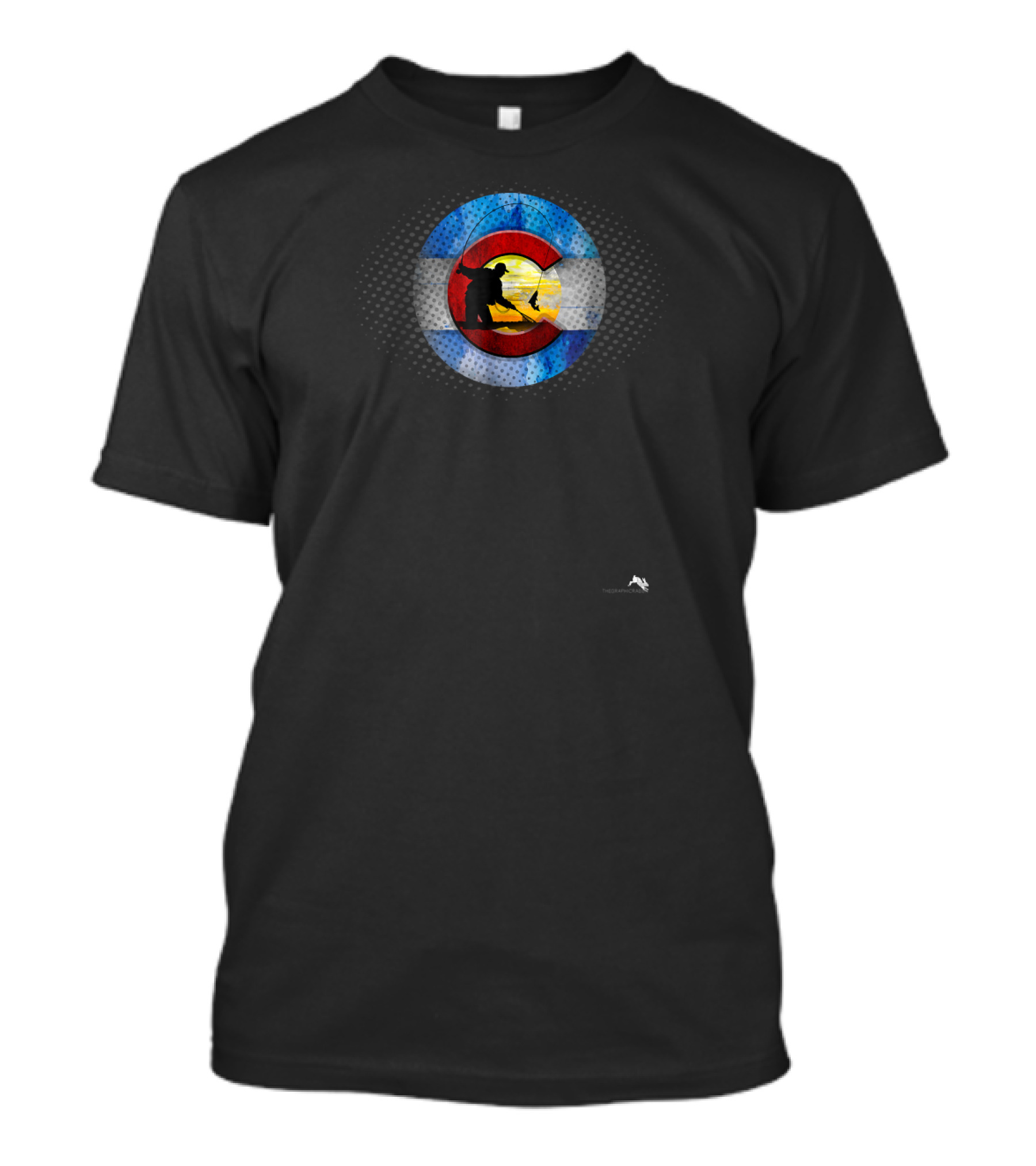 Colorado Flag Fly Fishing Silhouette Rocky Cool T-Shirt