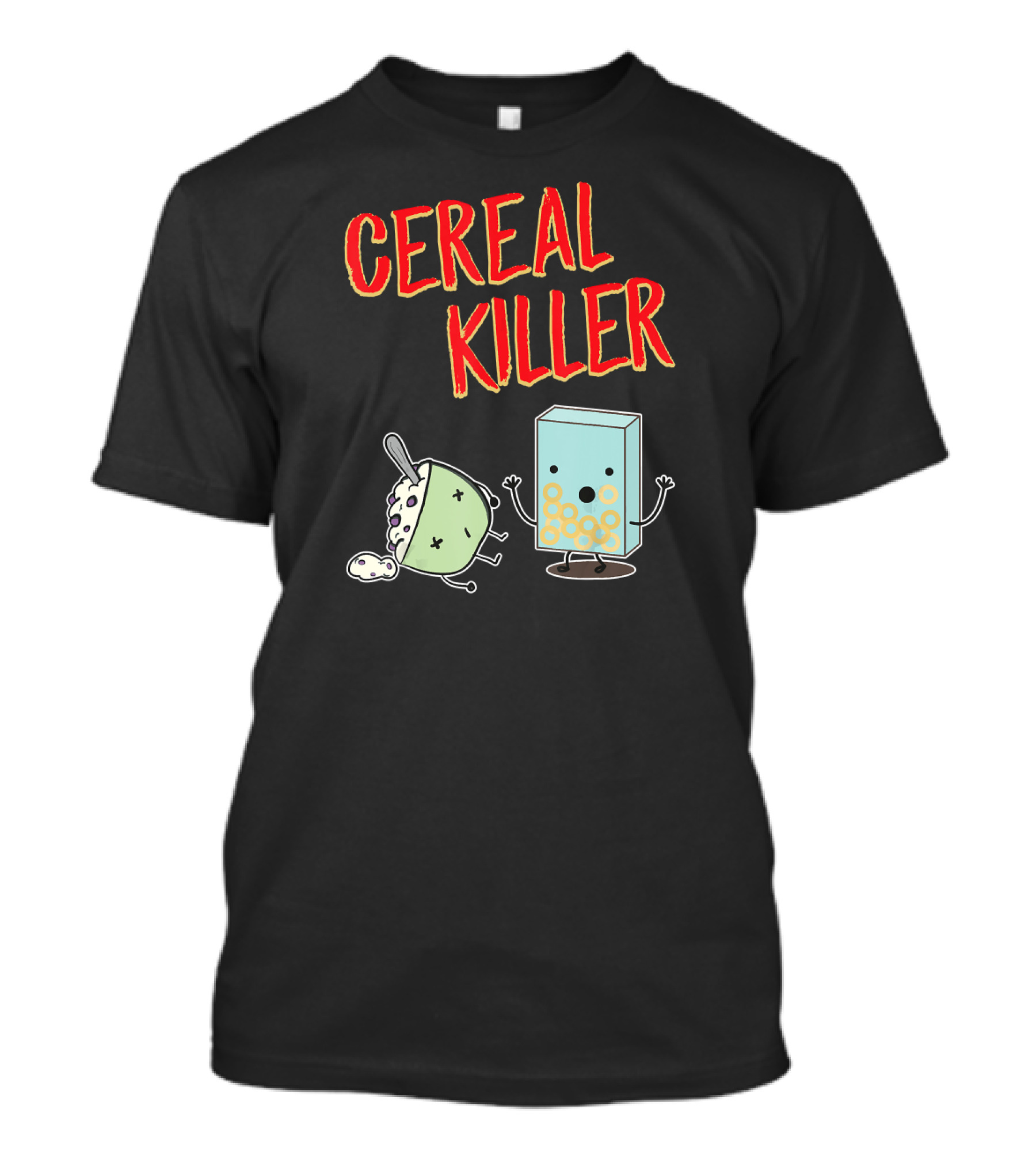 Cereal Killer Funny Food Box And Bowl Cartoon T-Shirt