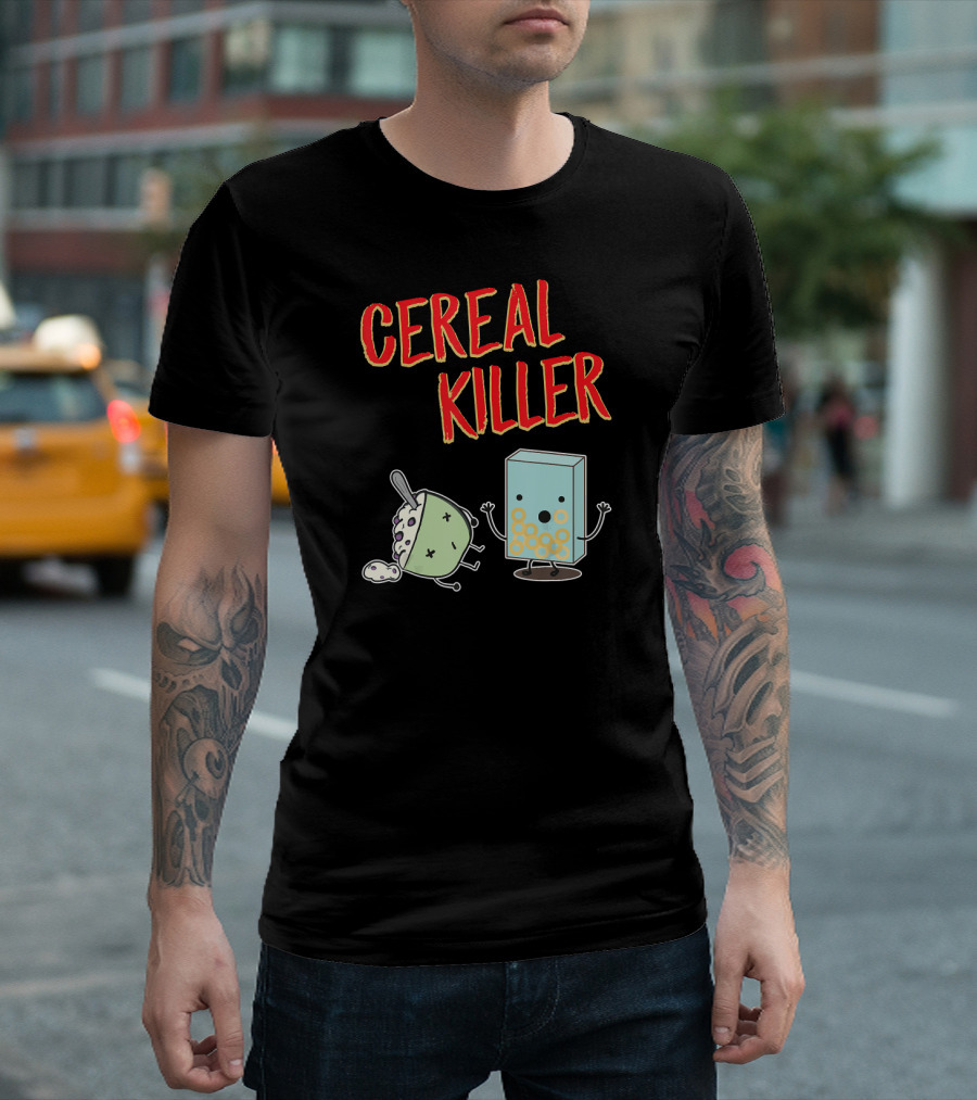 Cereal Killer Funny Food Box And Bowl Cartoon T-Shirt