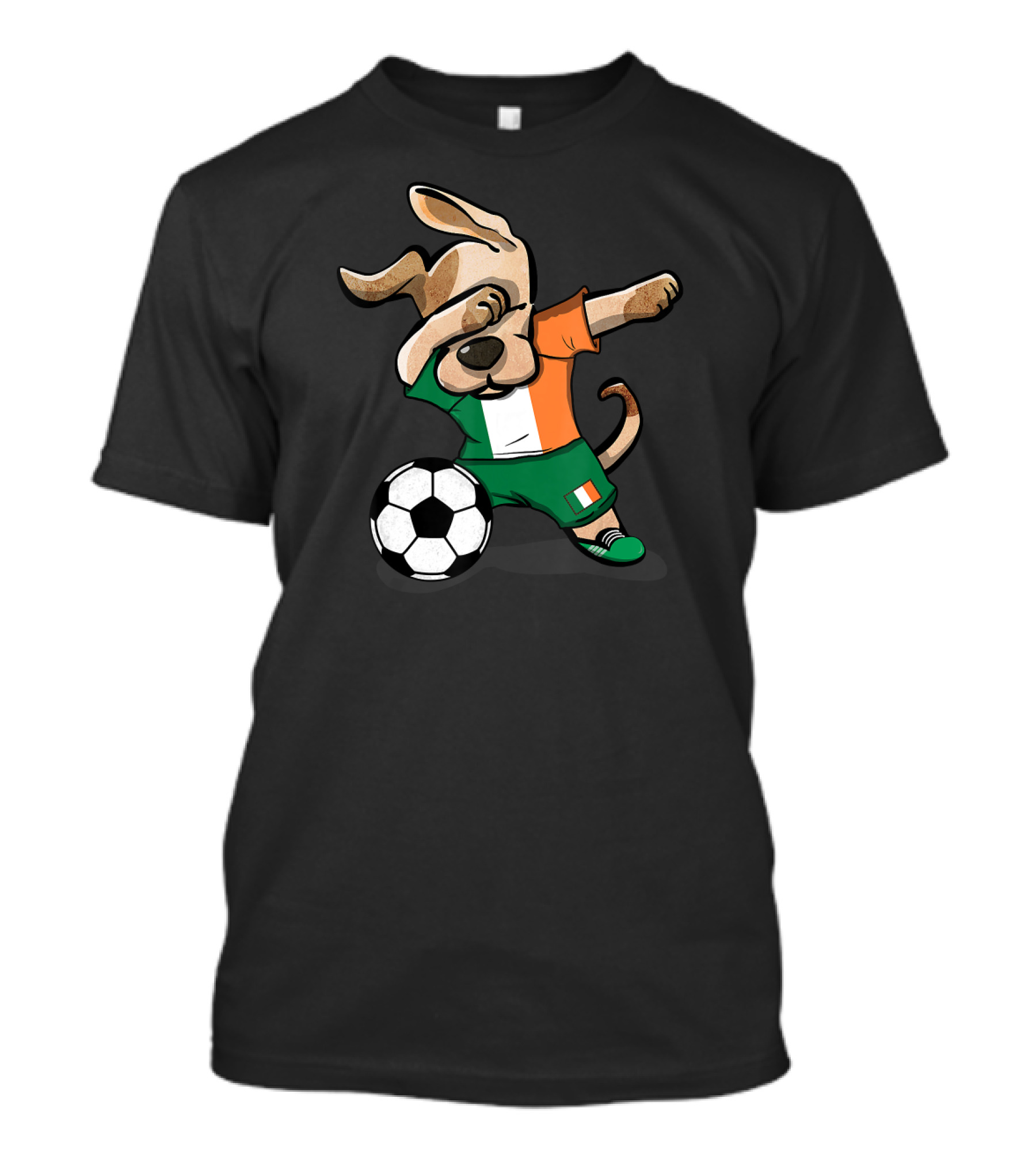 Funny Dabbing Dog With Ireland Soccer Jersey And Soccer Ball T-Shirt