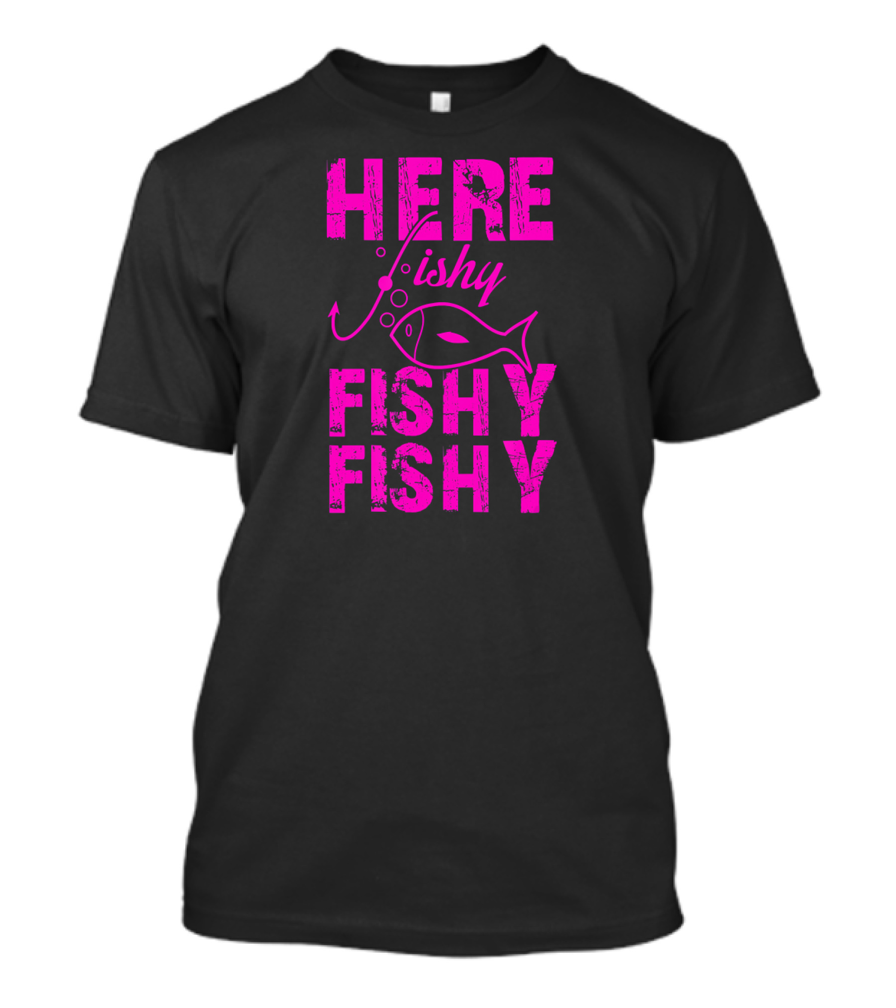 Here Fishy Fishy Fishy Funny Fishing Hook And Bubbles T-Shirt