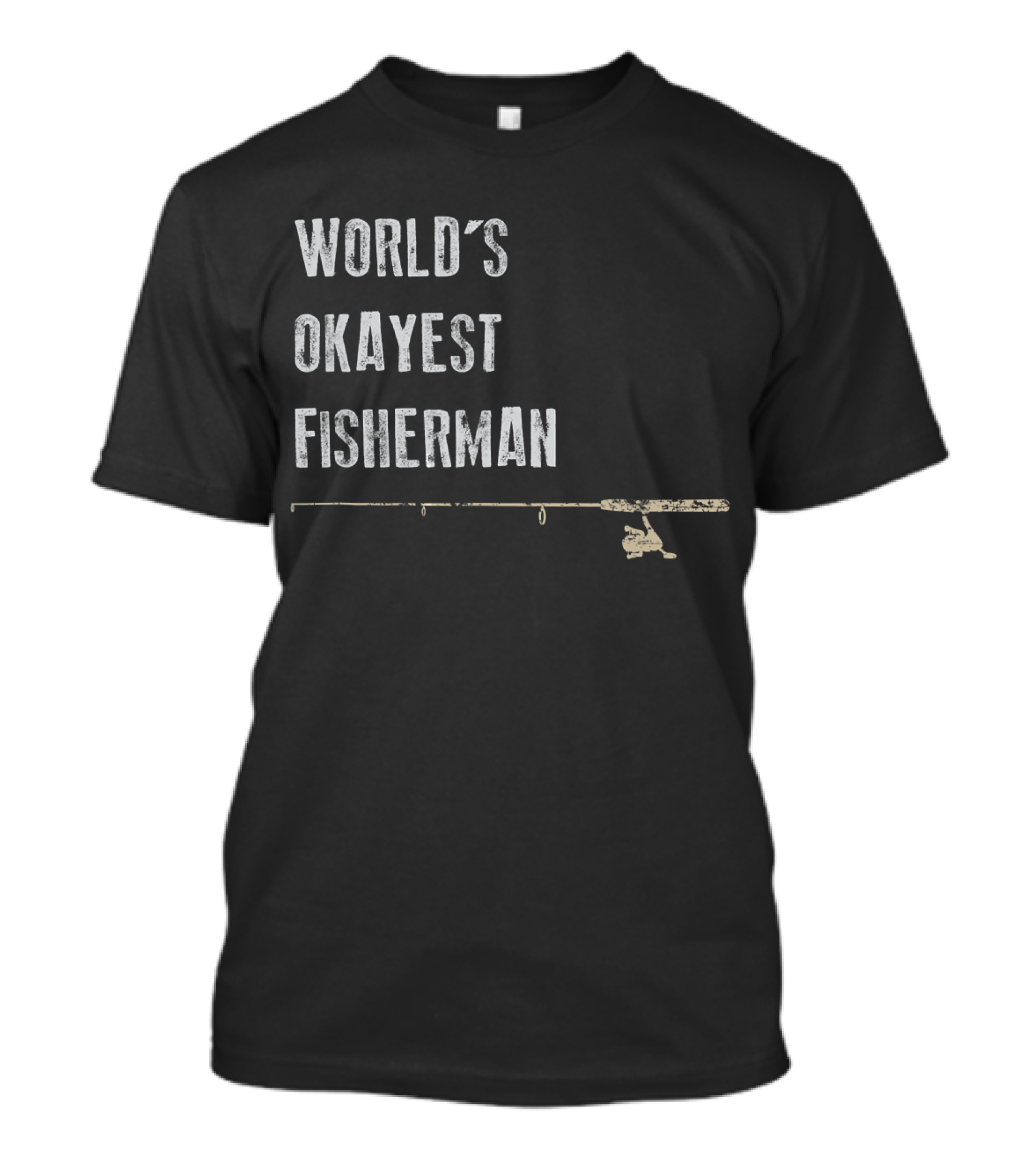 World's Okayest Fisherman Funny Fishing Rod T-Shirt