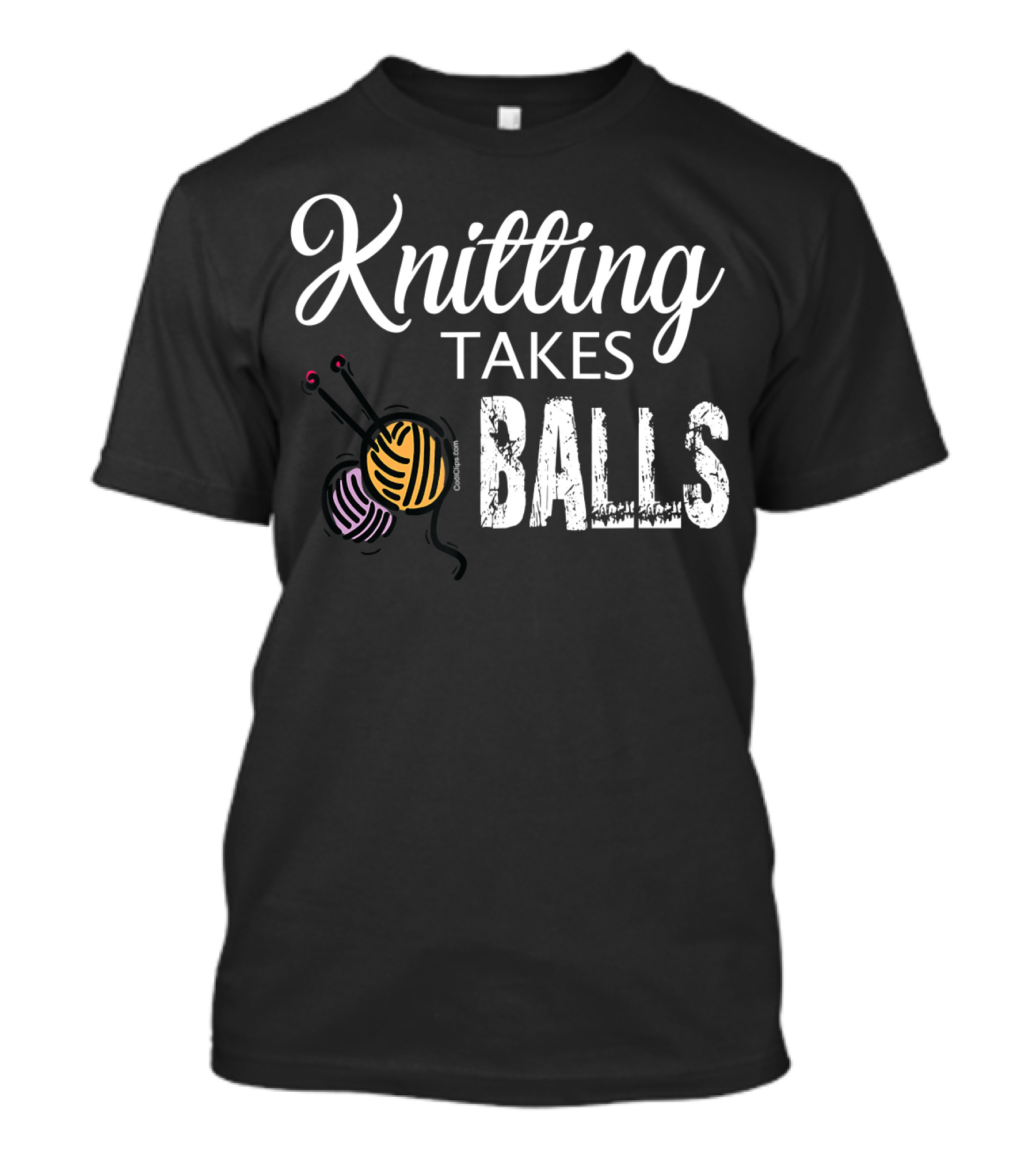 Knitting Takes Balls Funny Yarn Humor T-Shirt