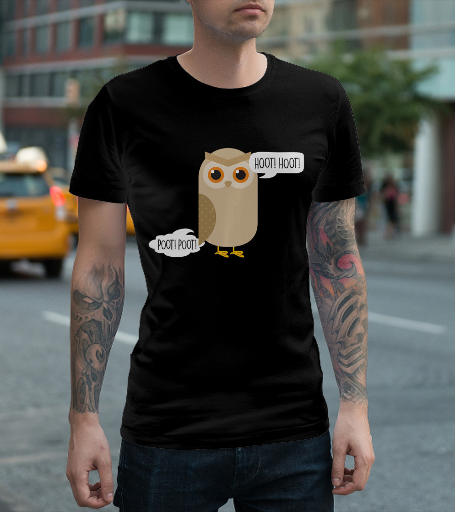 Funny Owl HOOT HOOT POOT POOT Hooting Owl Humor T-Shirt