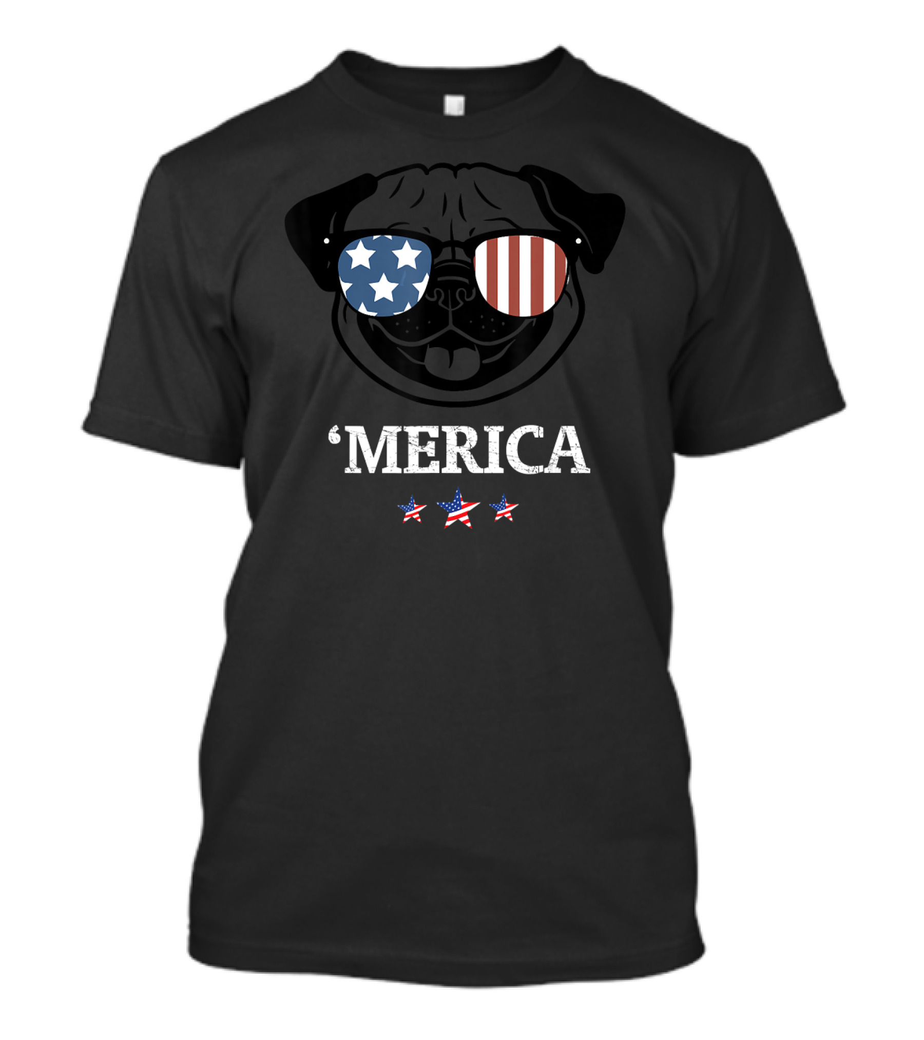 Funny Pug 'Merica Stars And Stripes 4th Of July T-Shirt
