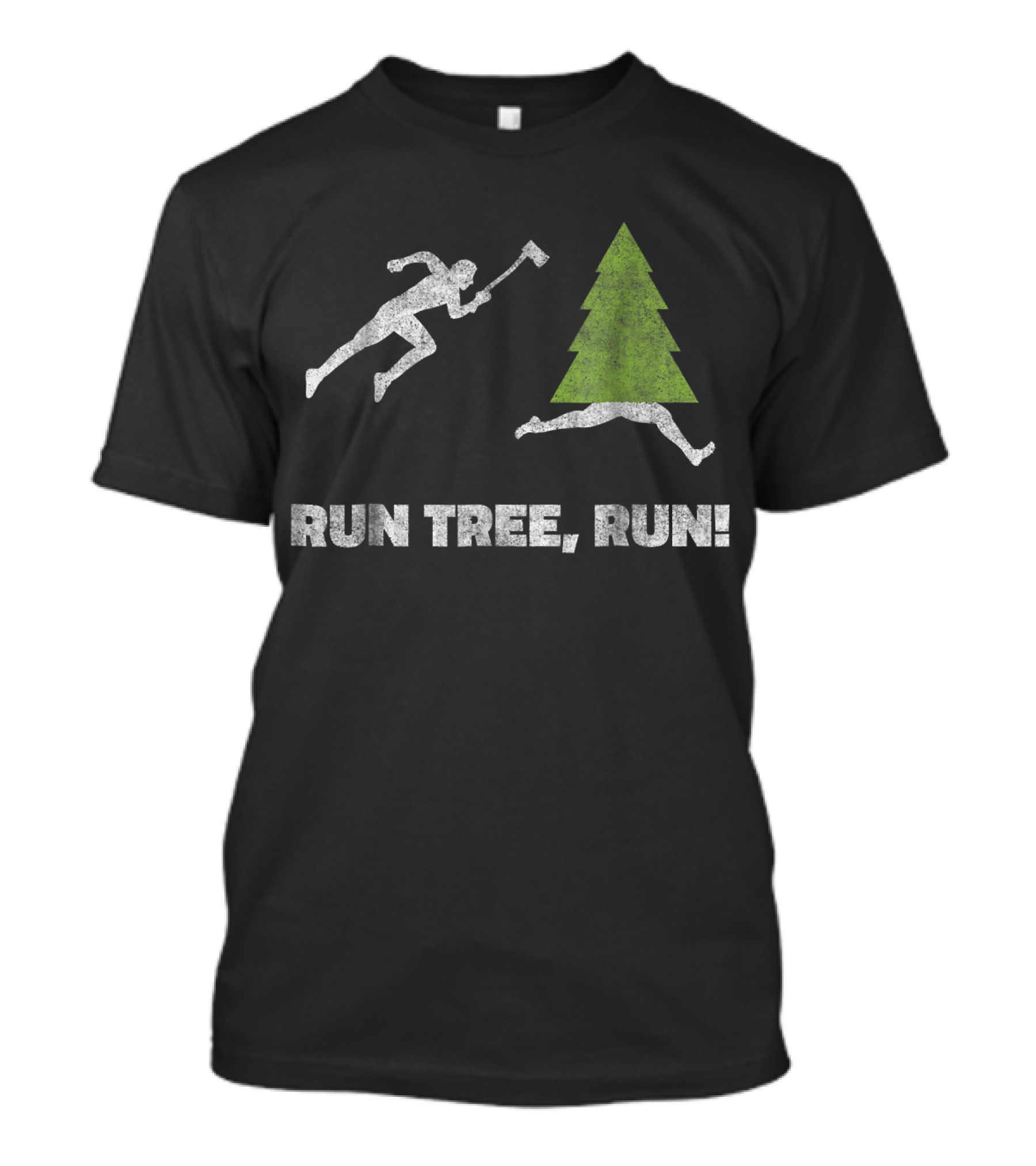 Run Tree Run Lumberjack Logger Chase Humorous Scene T-Shirt