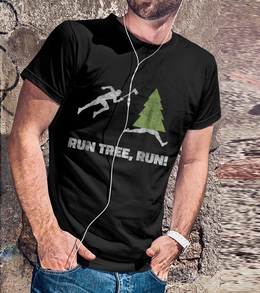 Run Tree Run Lumberjack Logger Chase Humorous Scene T-Shirt