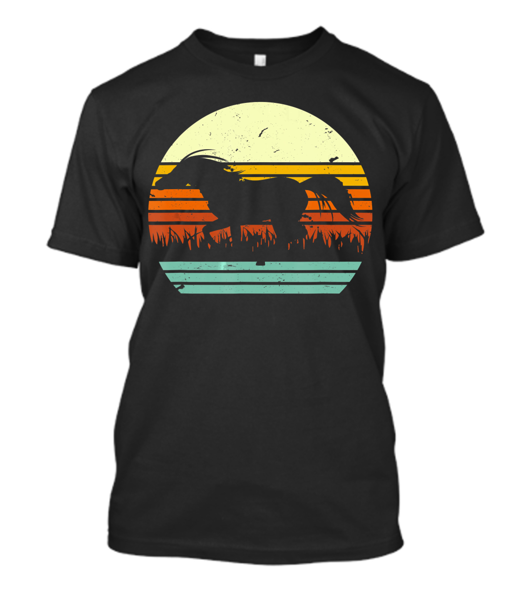 Galloping Horse Vintage Sunset Stripes T-Shirt